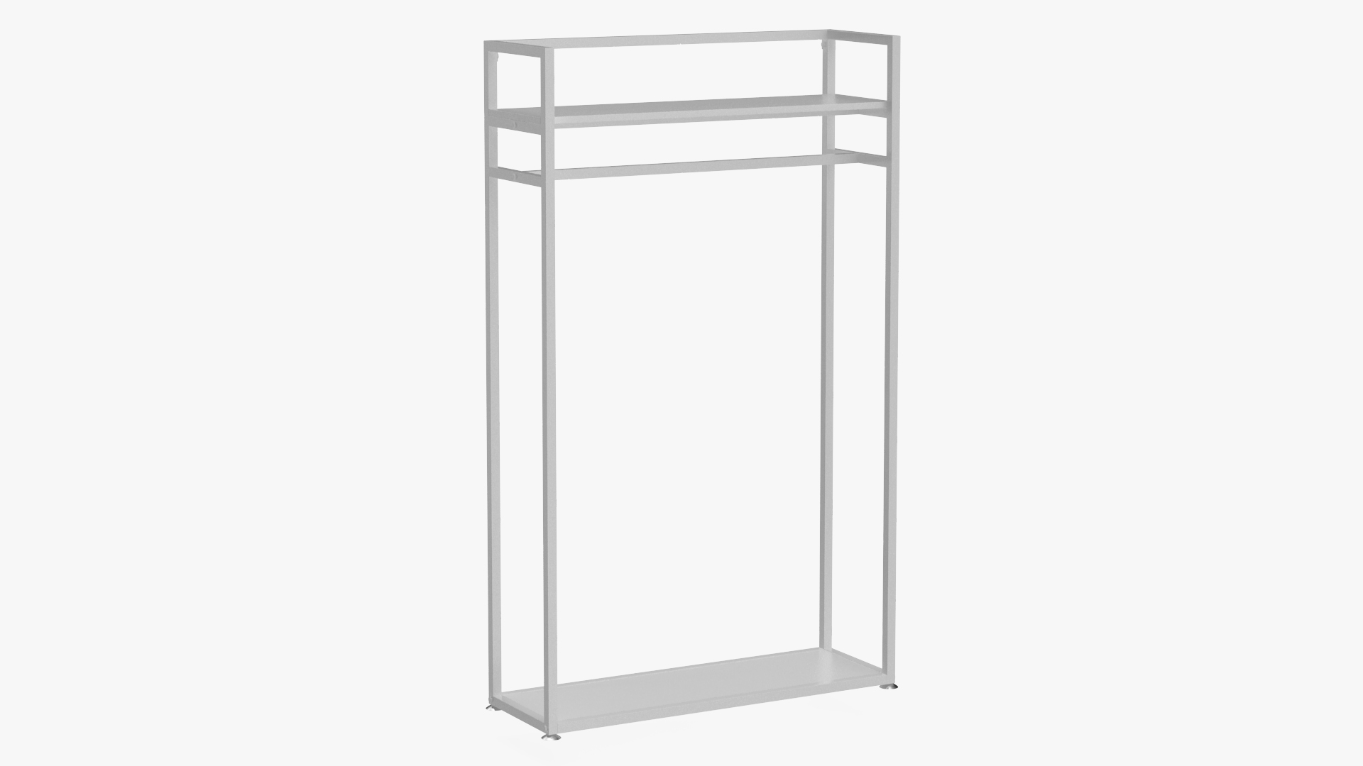 3D Cloth Rack with Shelf White Color model