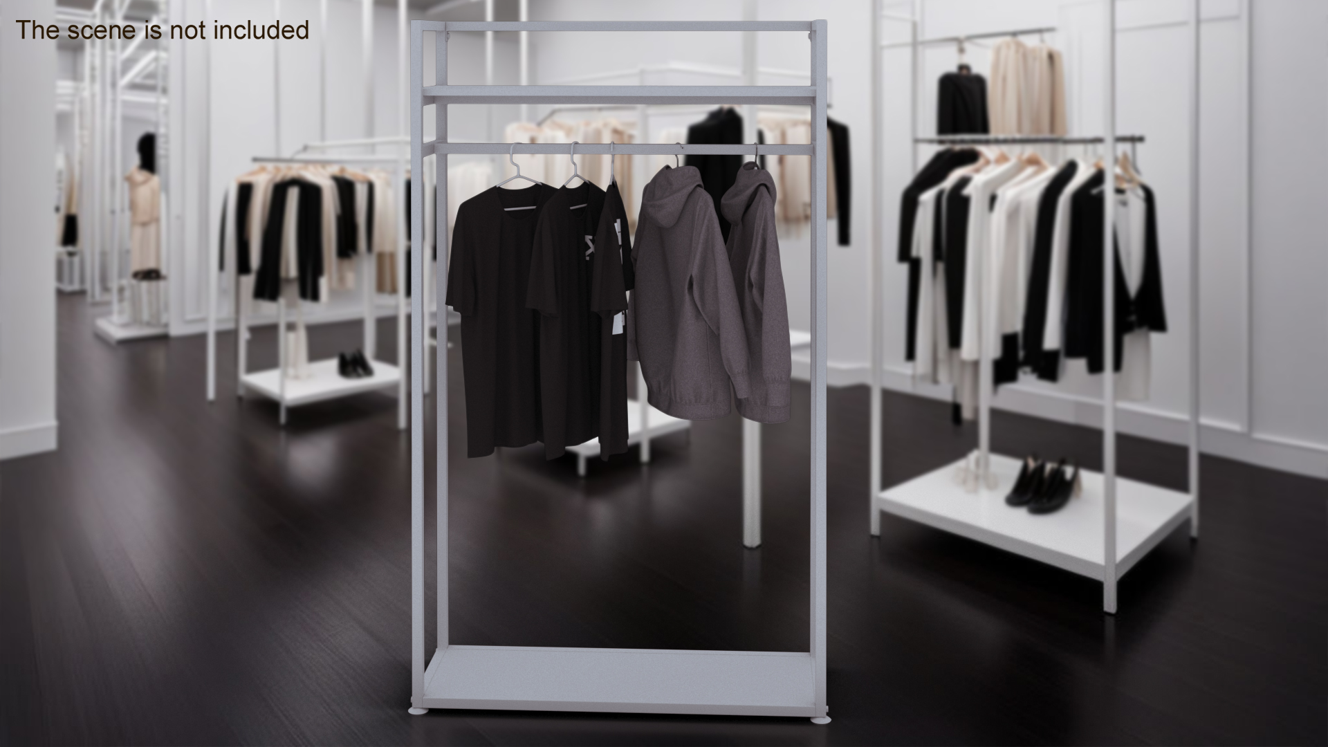 3D Cloth Rack with Shelf White Color model