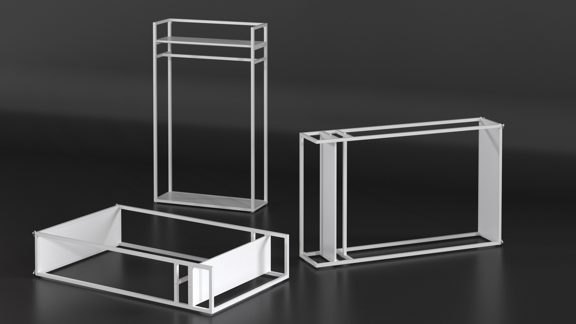3D Cloth Rack with Shelf White Color model