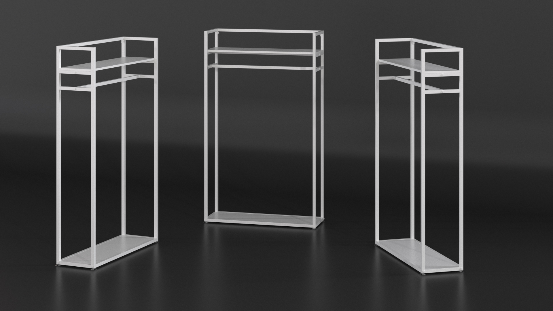 3D Cloth Rack with Shelf White Color model