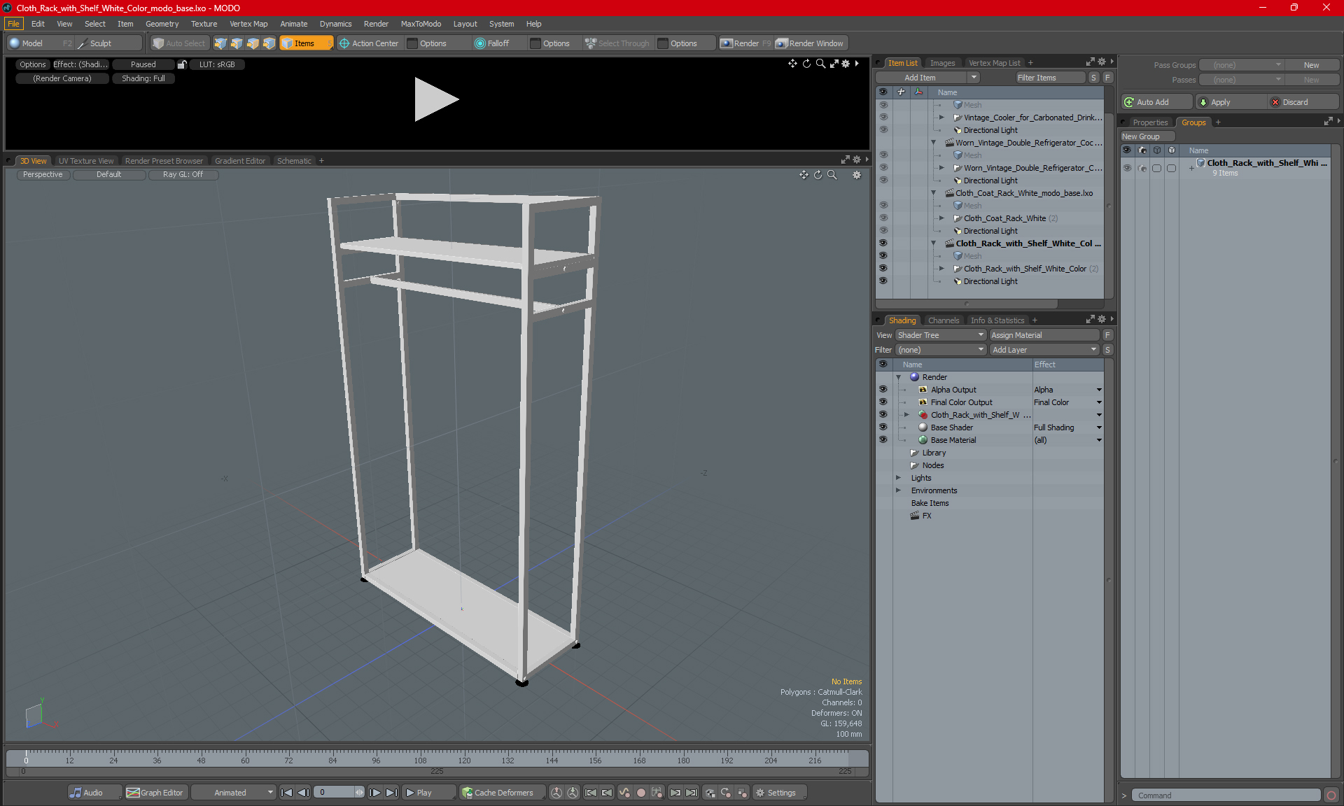 3D Cloth Rack with Shelf White Color model