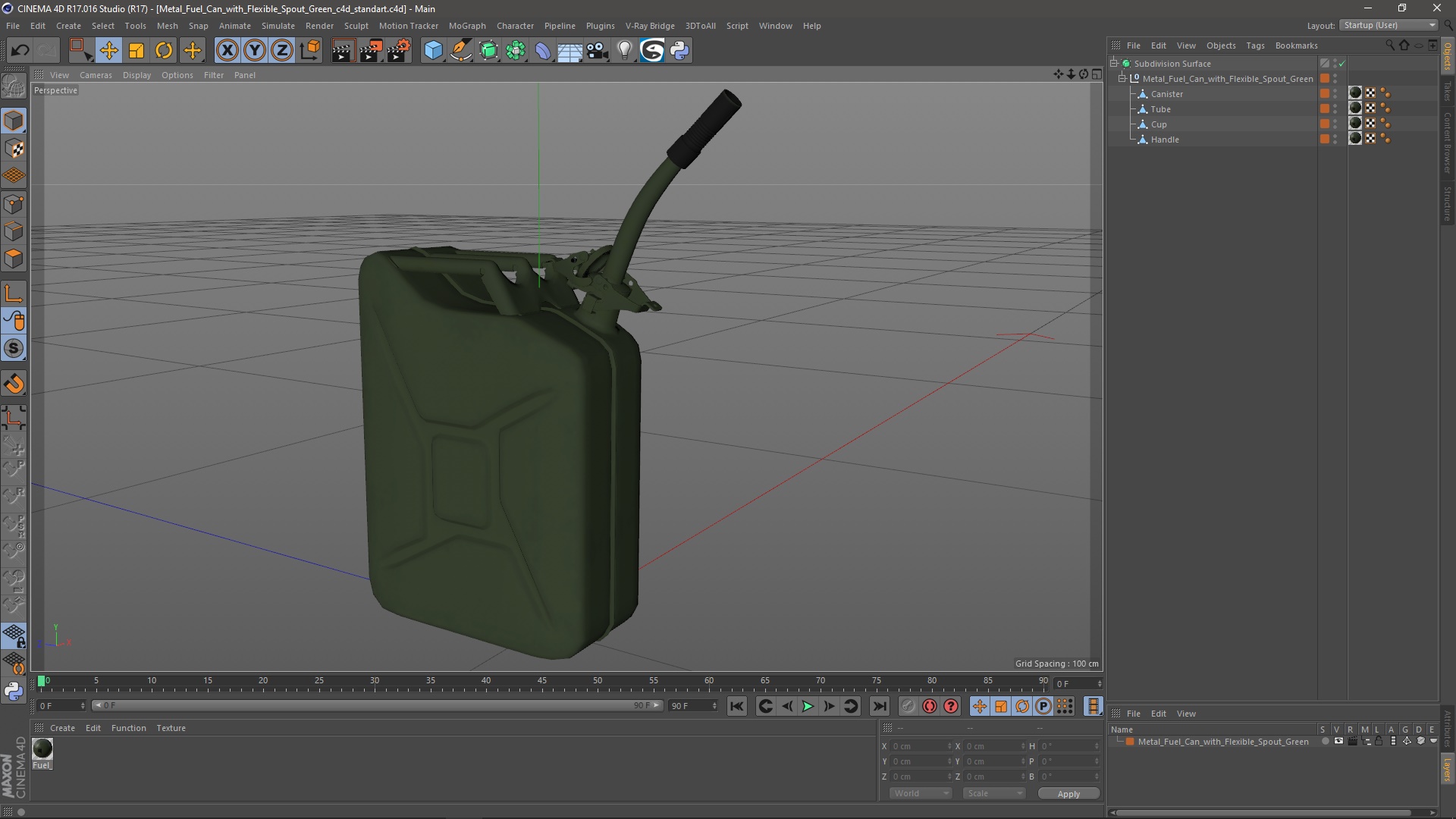 3D model Metal Fuel Can with Flexible Spout Green