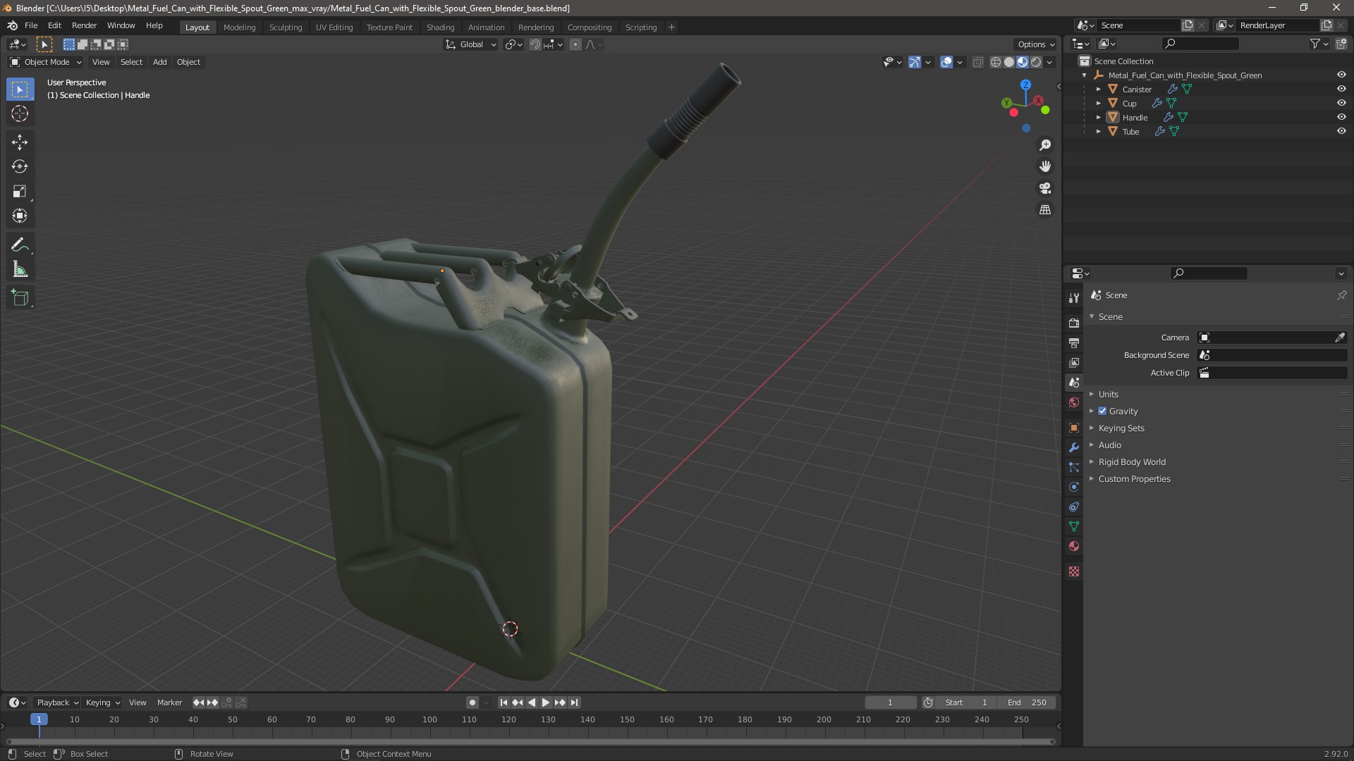 3D model Metal Fuel Can with Flexible Spout Green