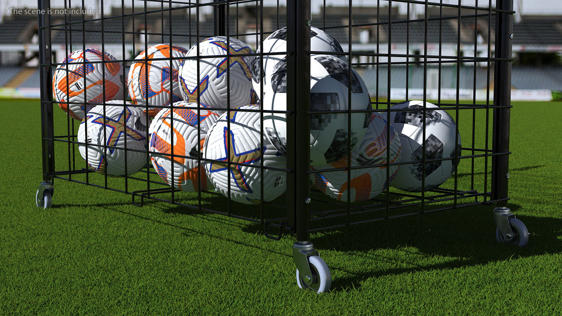 3D model Black Metal Organizer Containing Soccer Balls