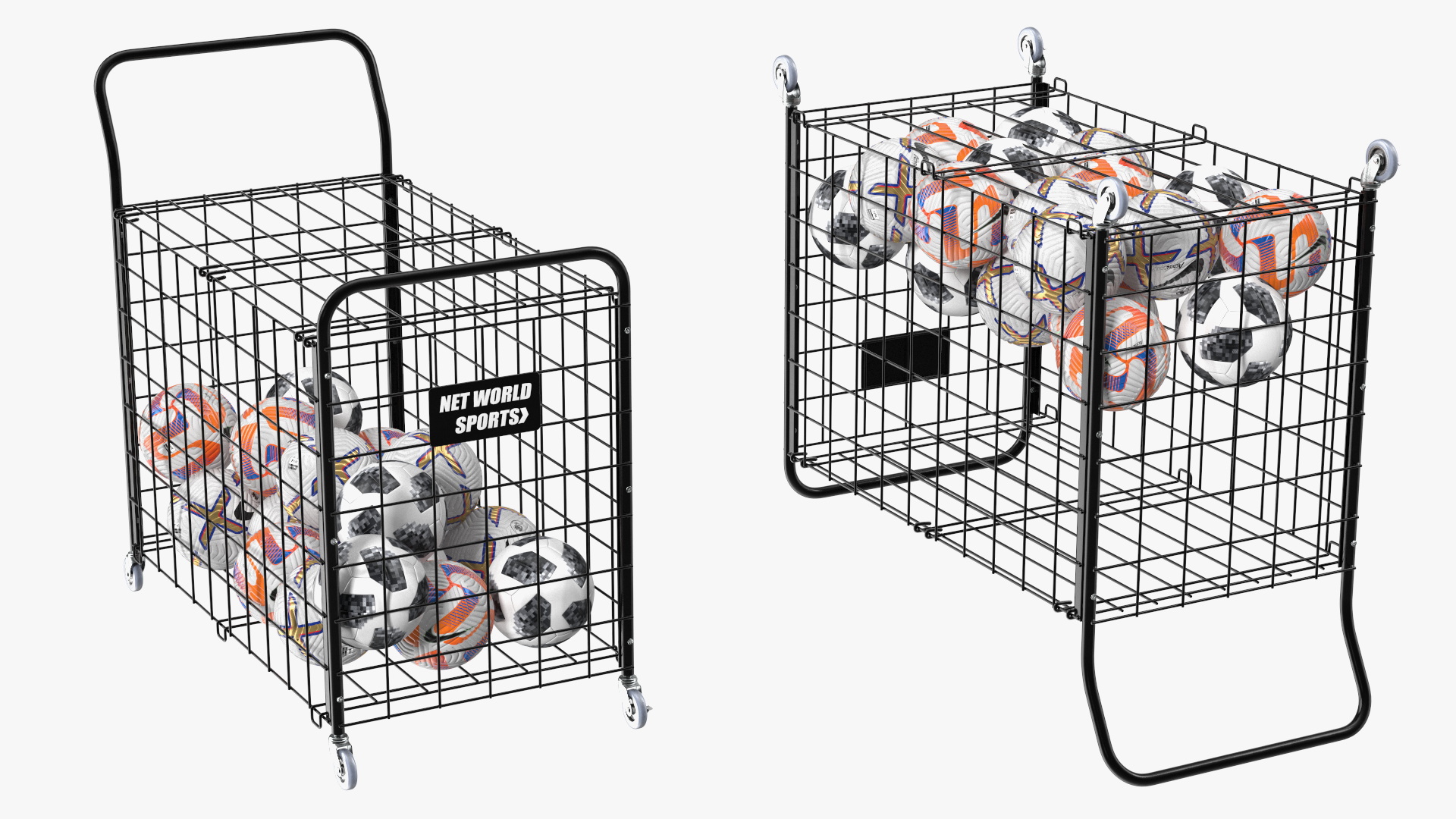 3D model Black Metal Organizer Containing Soccer Balls