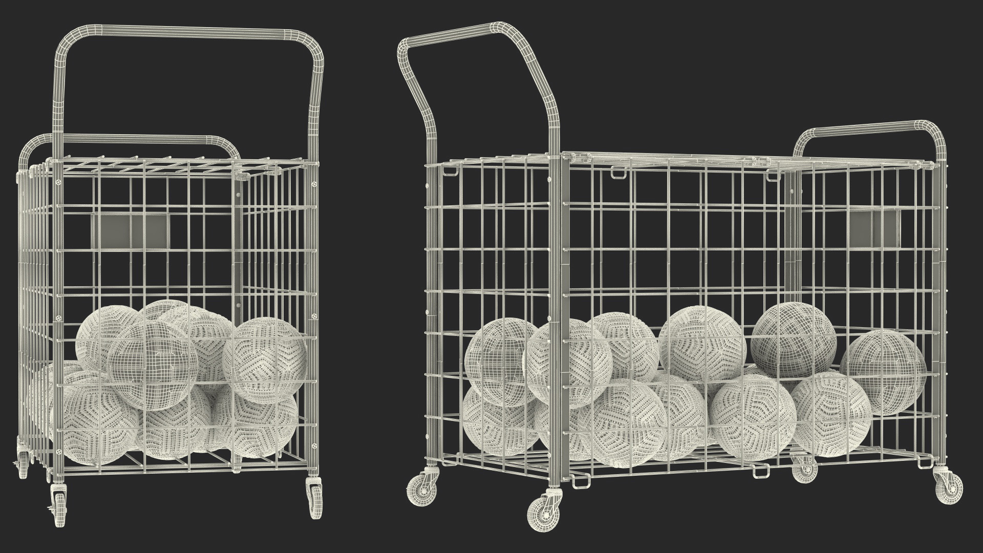 3D model Black Metal Organizer Containing Soccer Balls