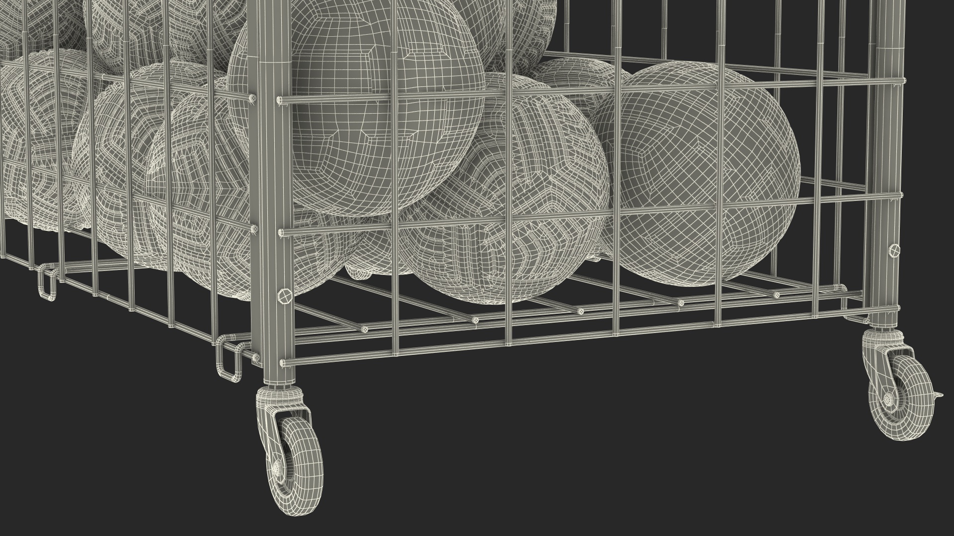 3D model Black Metal Organizer Containing Soccer Balls