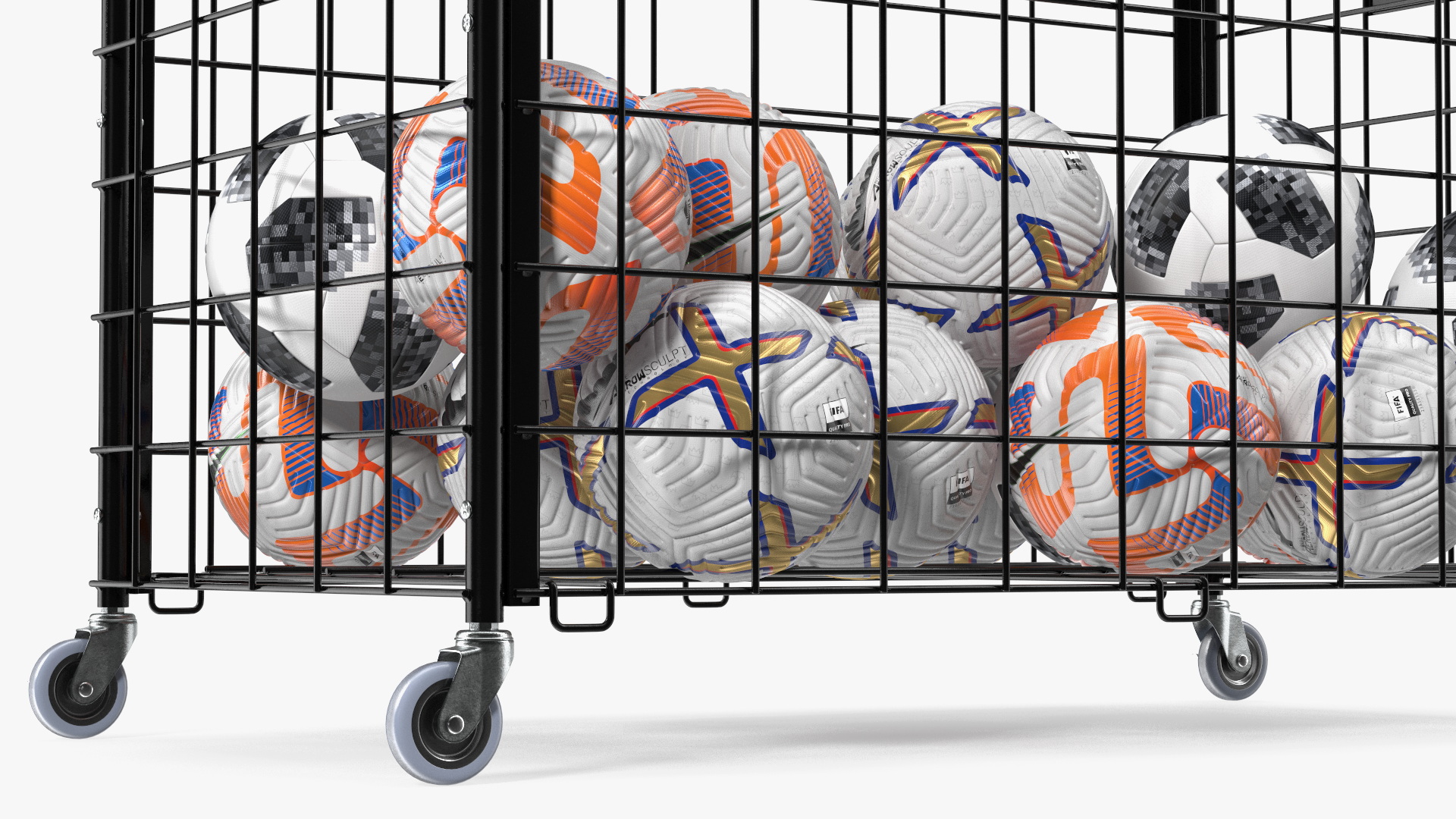 3D model Black Metal Organizer Containing Soccer Balls