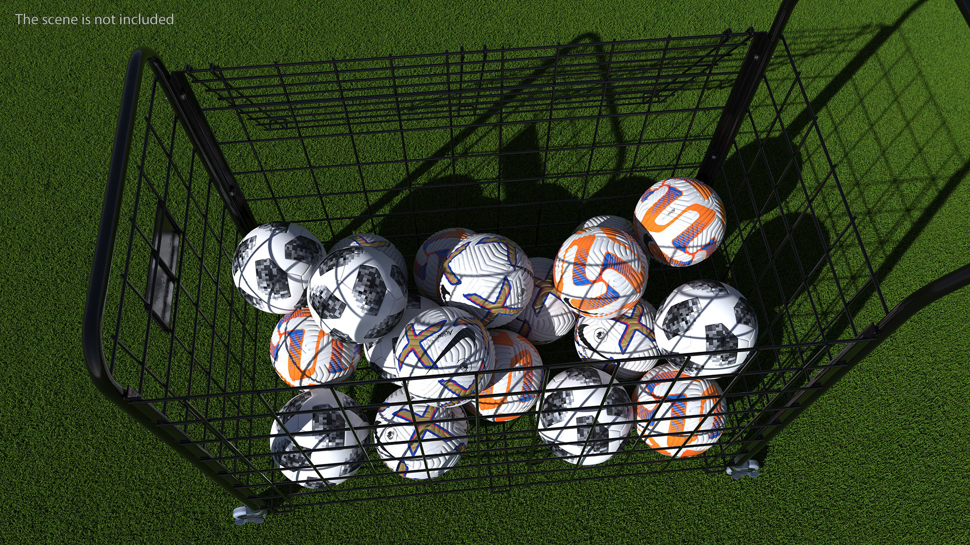 3D model Black Metal Organizer Containing Soccer Balls