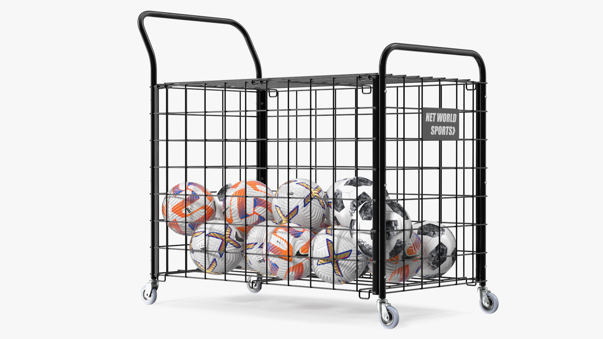 3D model Black Metal Organizer Containing Soccer Balls