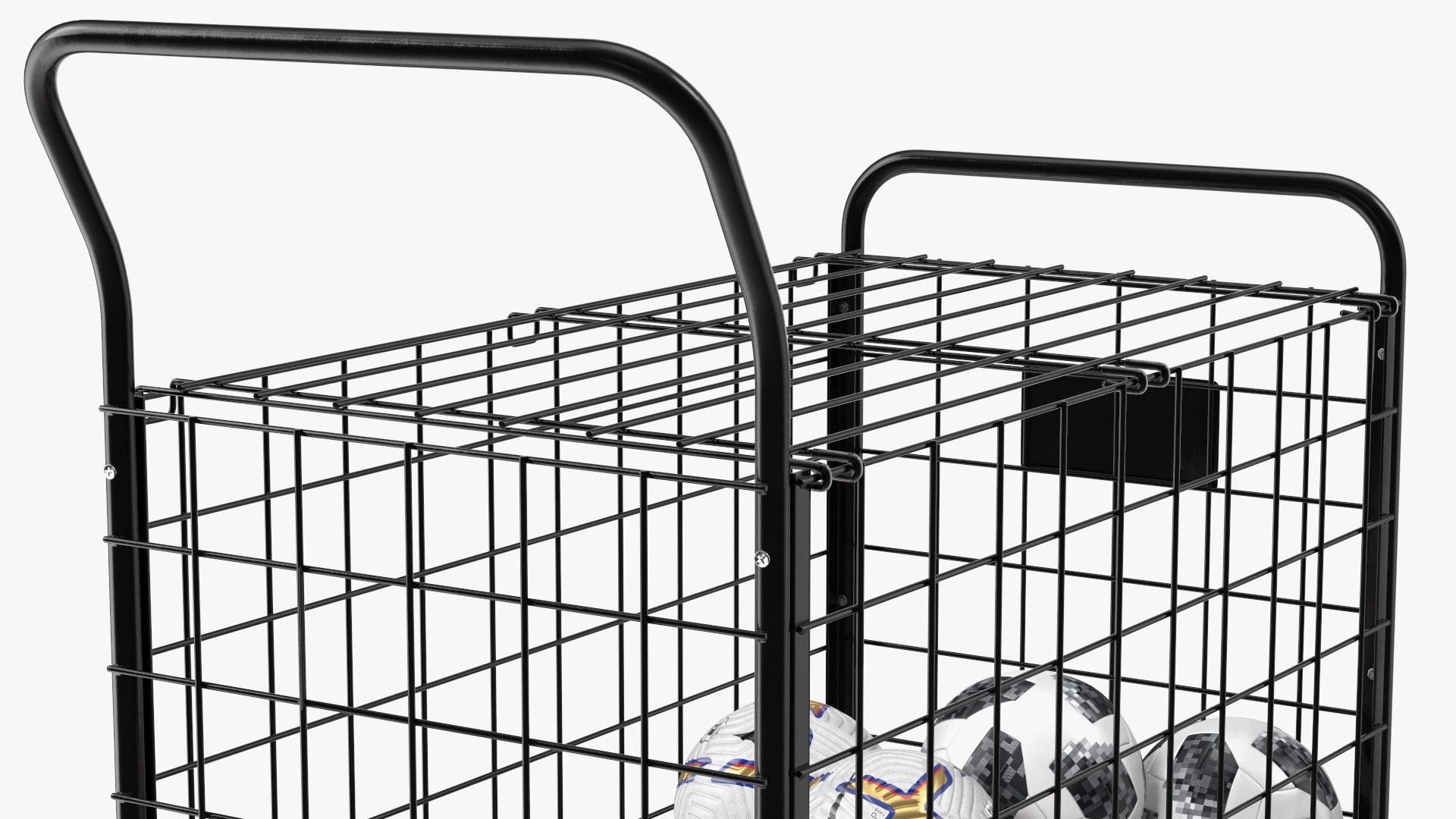 3D model Black Metal Organizer Containing Soccer Balls