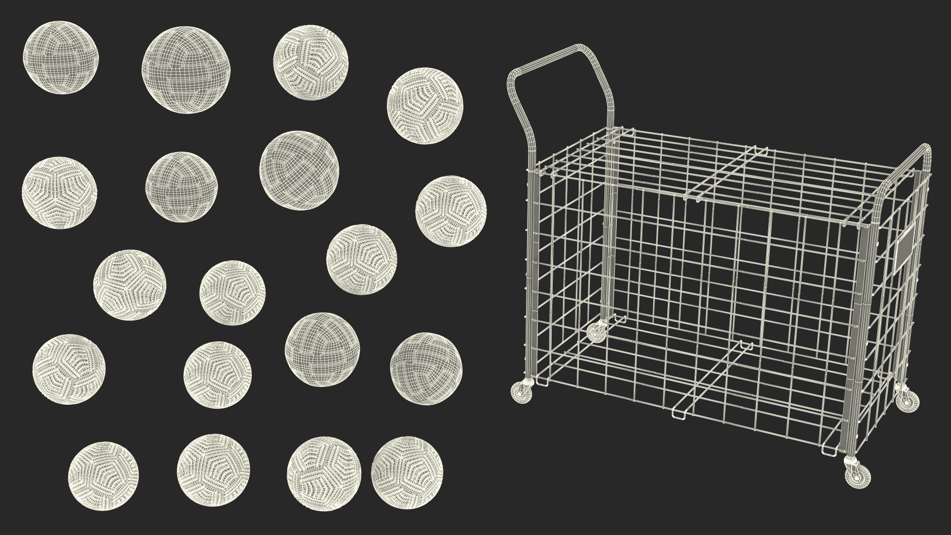 3D model Black Metal Organizer Containing Soccer Balls