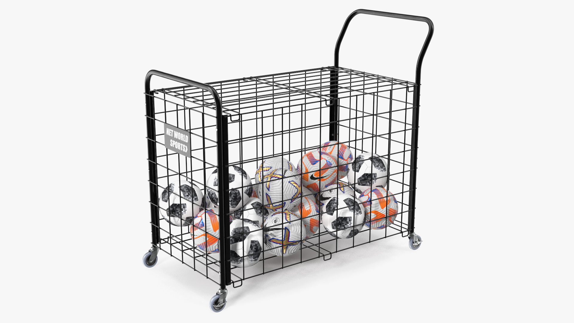 3D model Black Metal Organizer Containing Soccer Balls