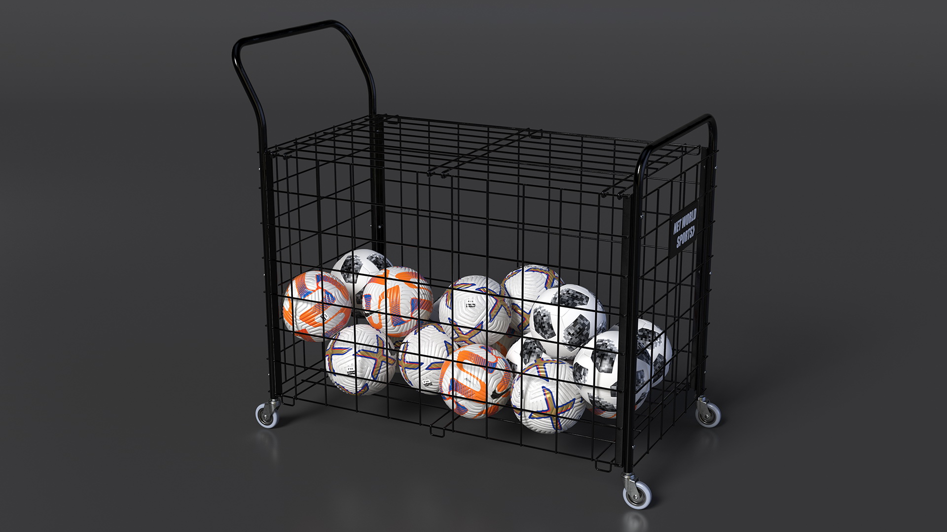 3D model Black Metal Organizer Containing Soccer Balls