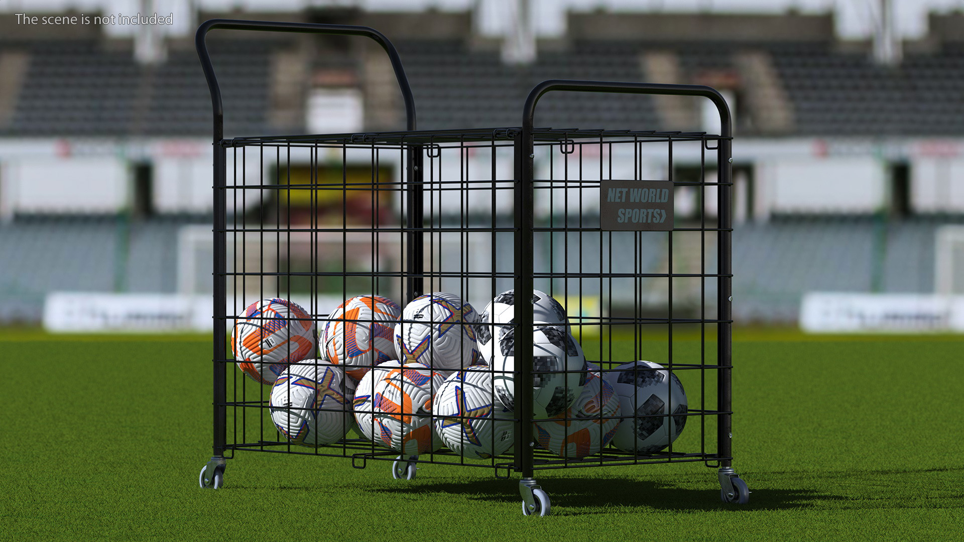 3D model Black Metal Organizer Containing Soccer Balls