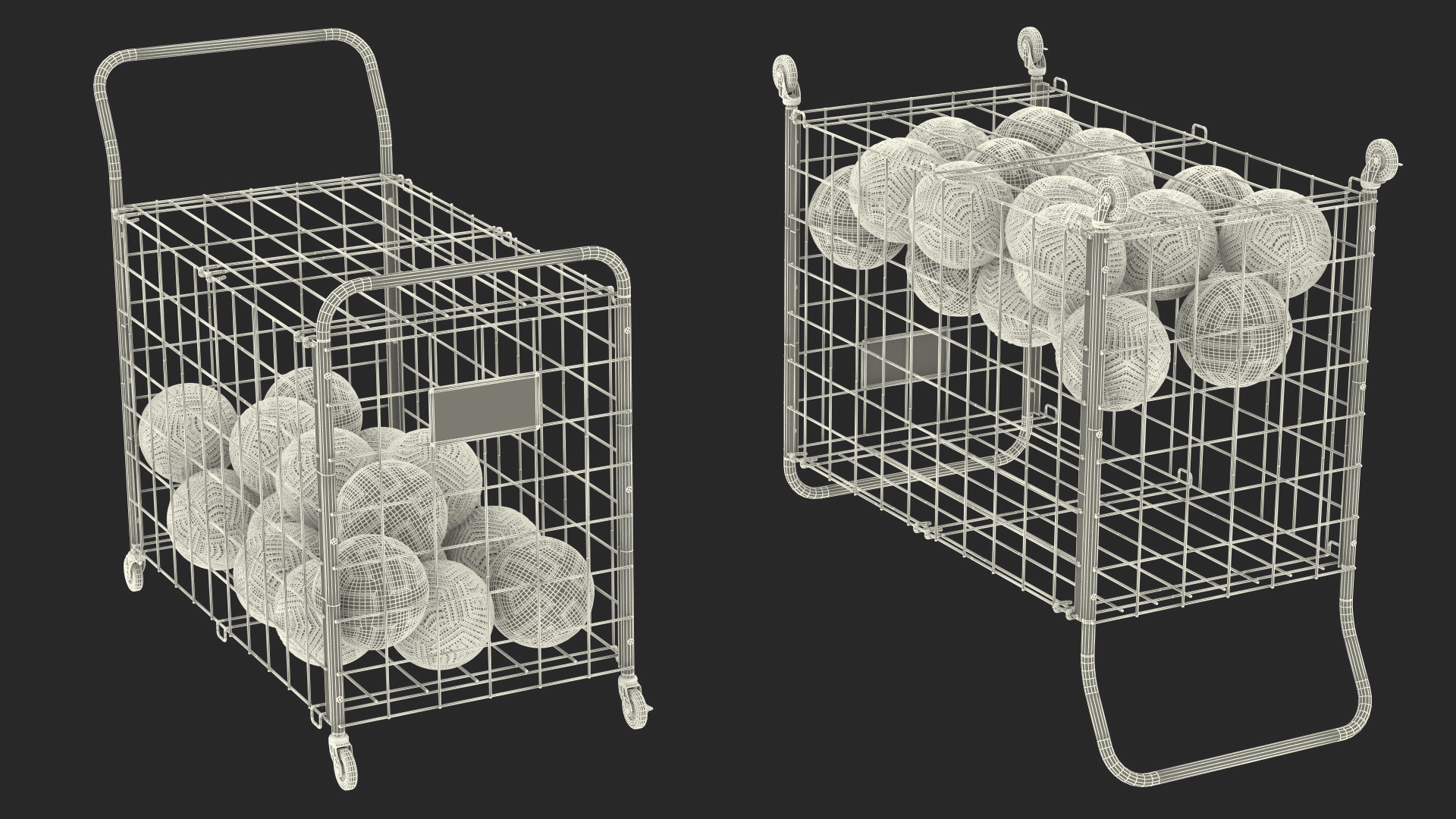 3D model Black Metal Organizer Containing Soccer Balls