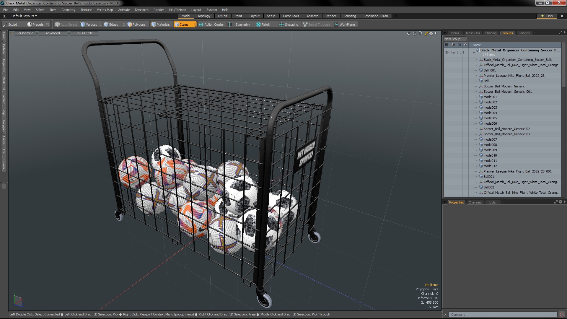 3D model Black Metal Organizer Containing Soccer Balls