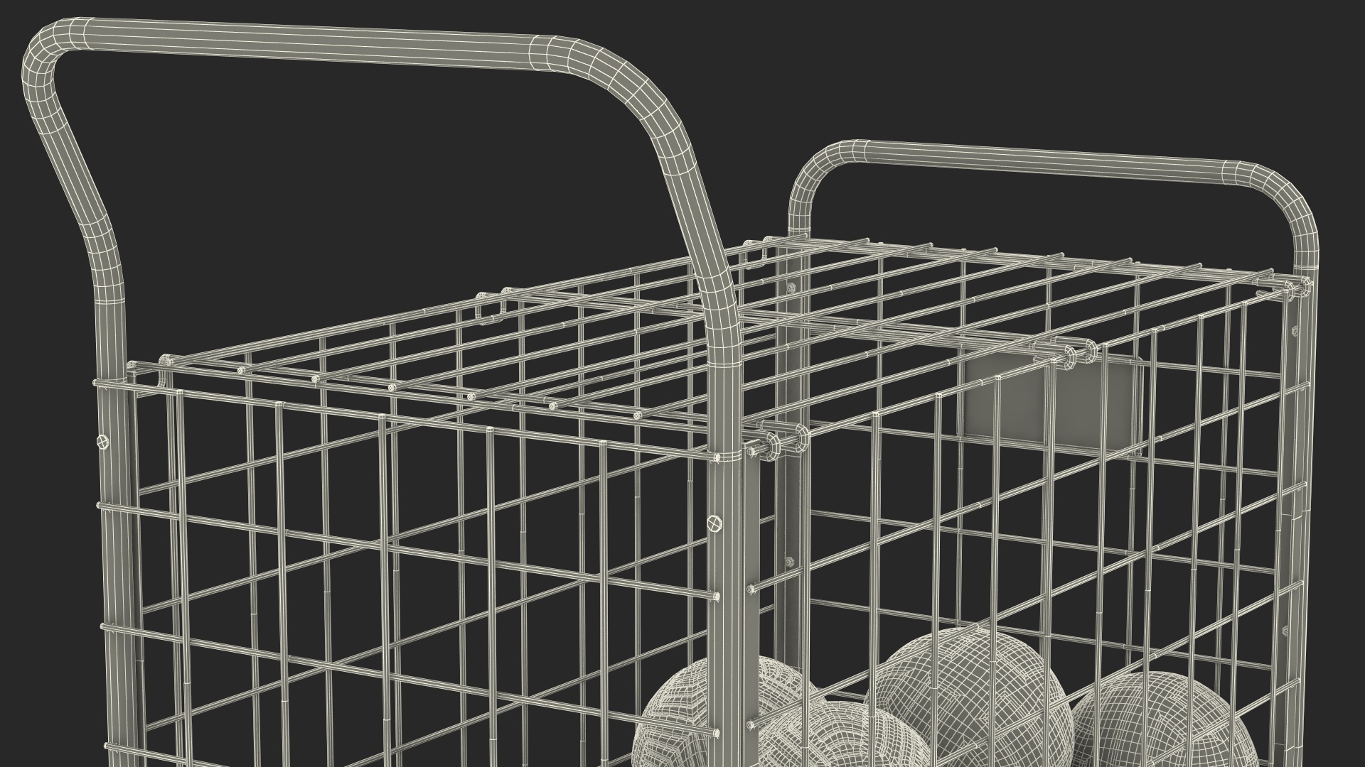3D model Black Metal Organizer Containing Soccer Balls