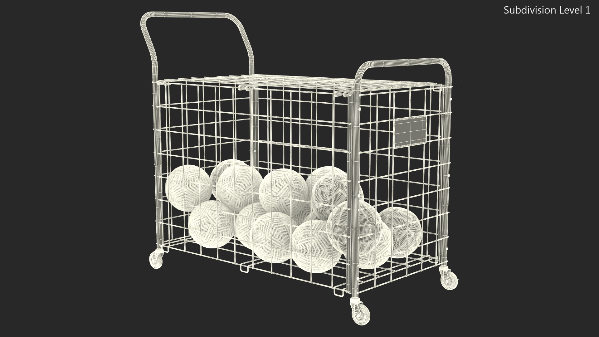 3D model Black Metal Organizer Containing Soccer Balls