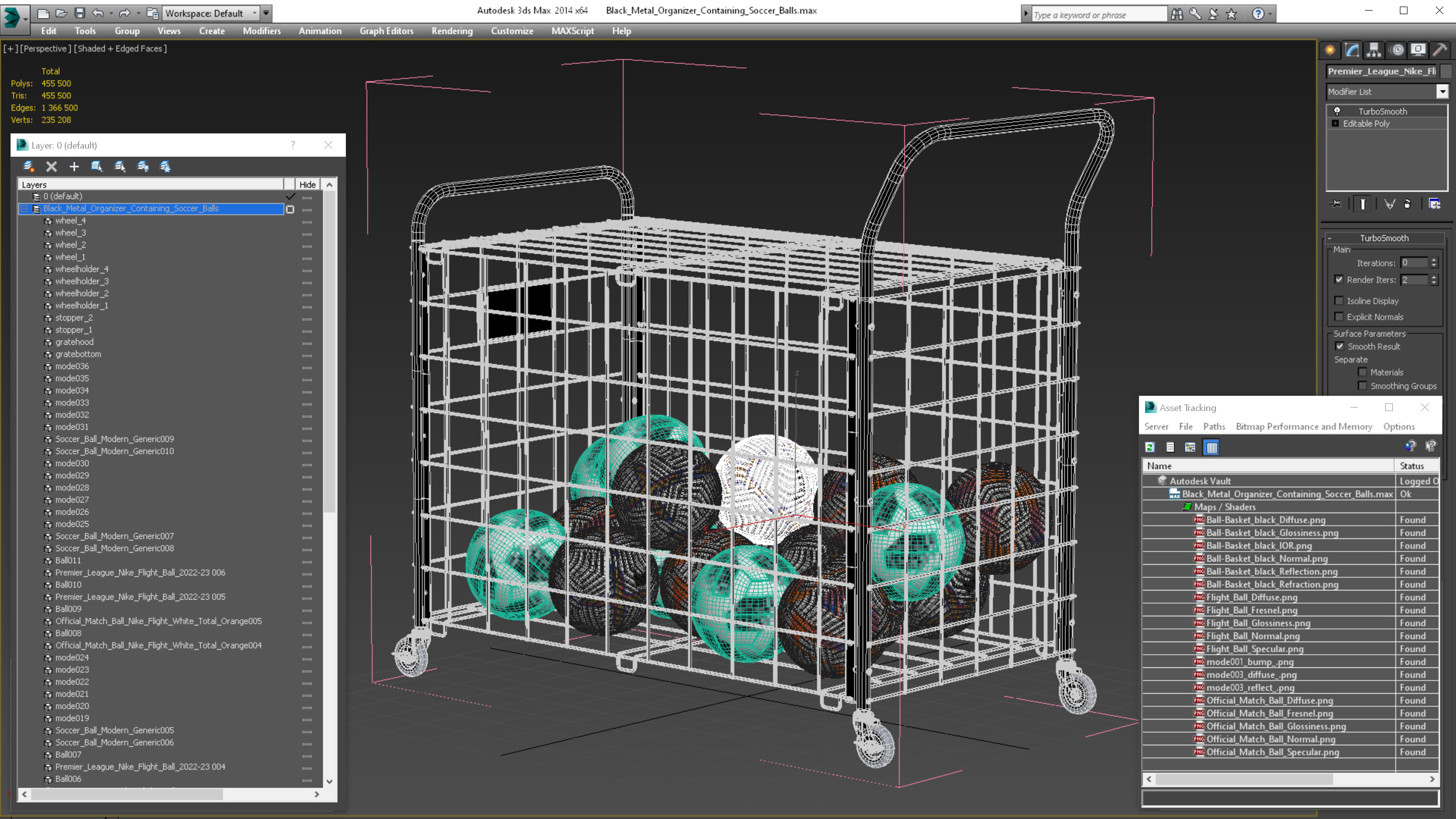 3D model Black Metal Organizer Containing Soccer Balls