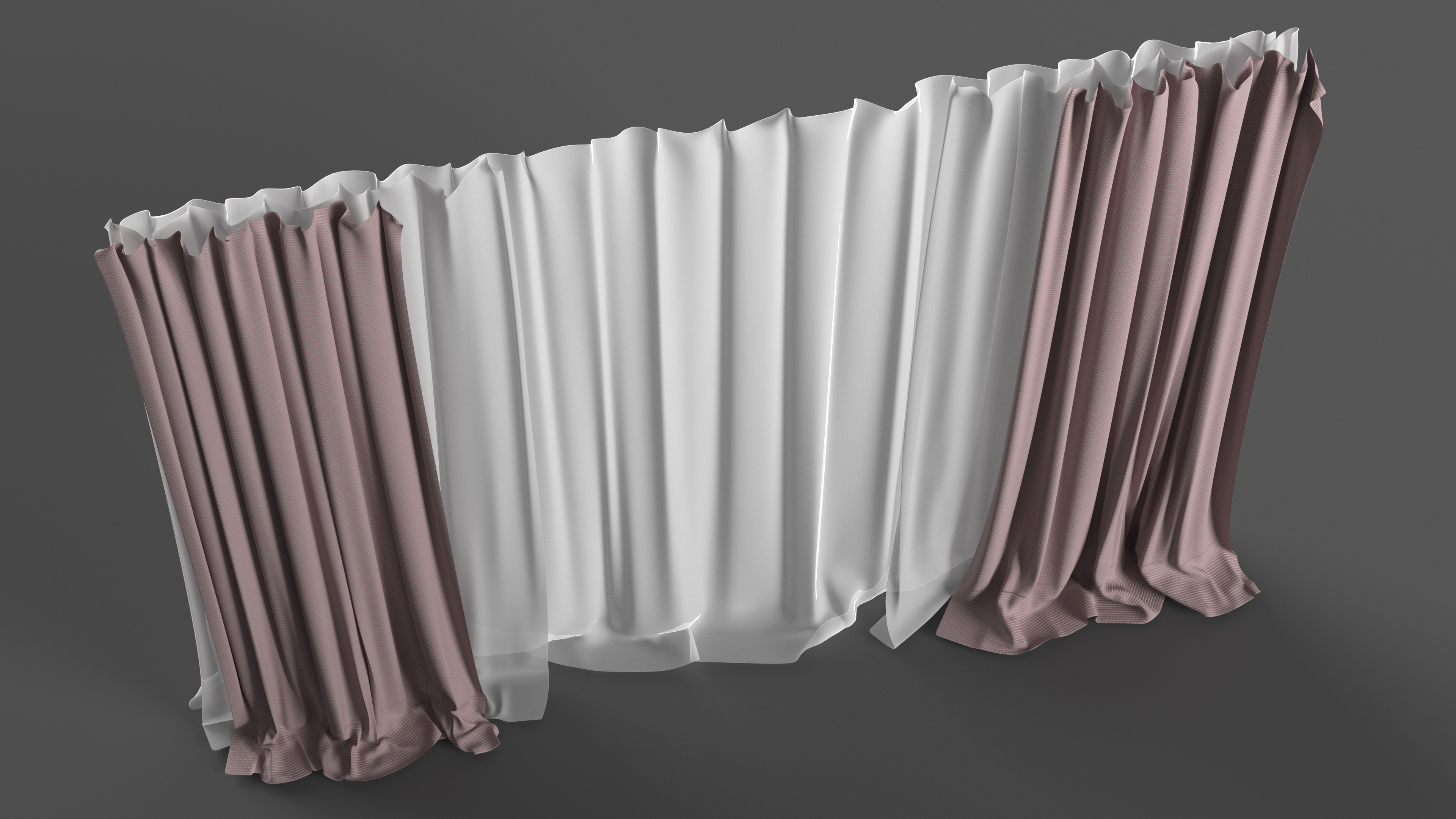 3D Curtain Set Pink