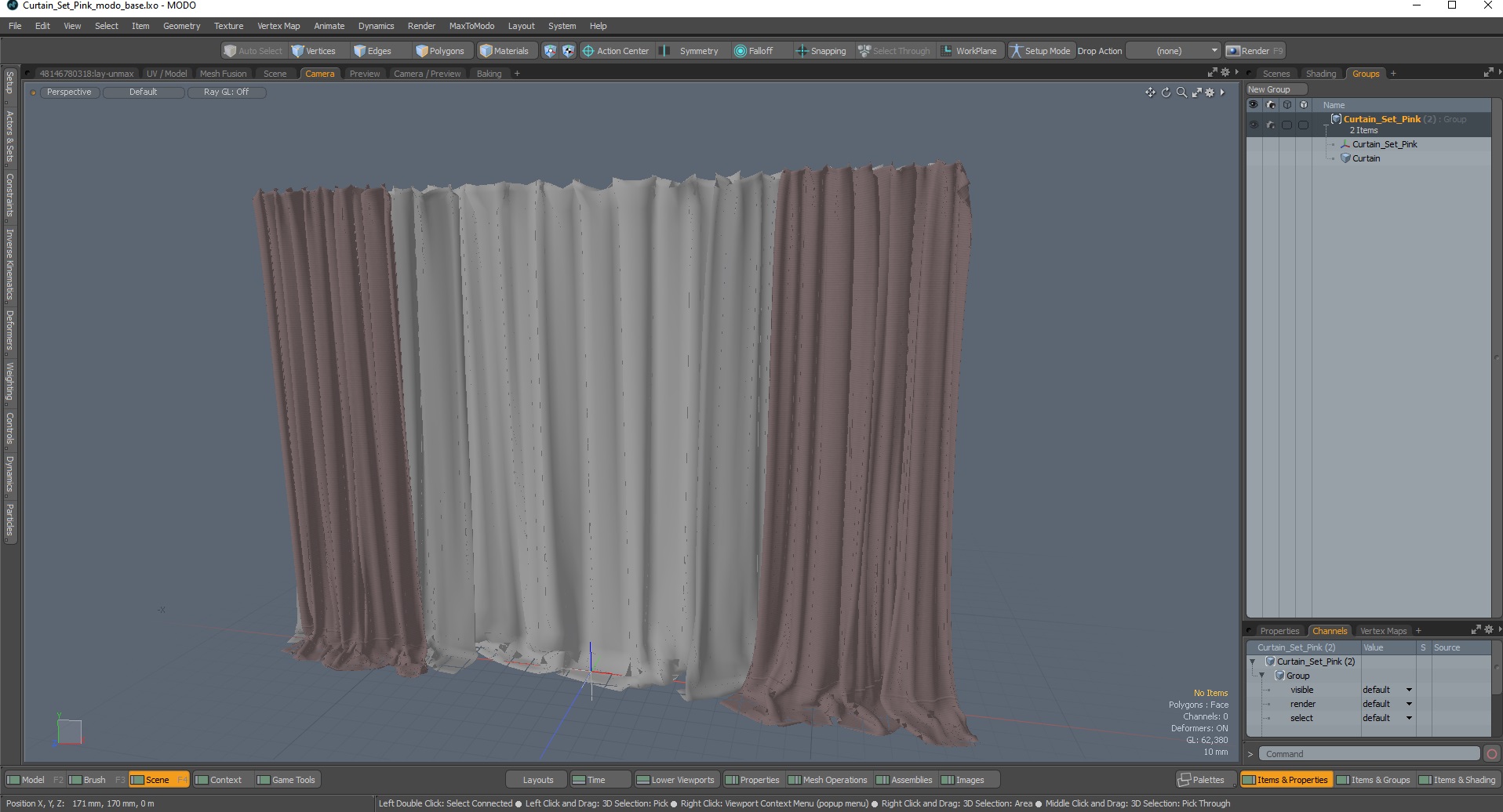 3D Curtain Set Pink