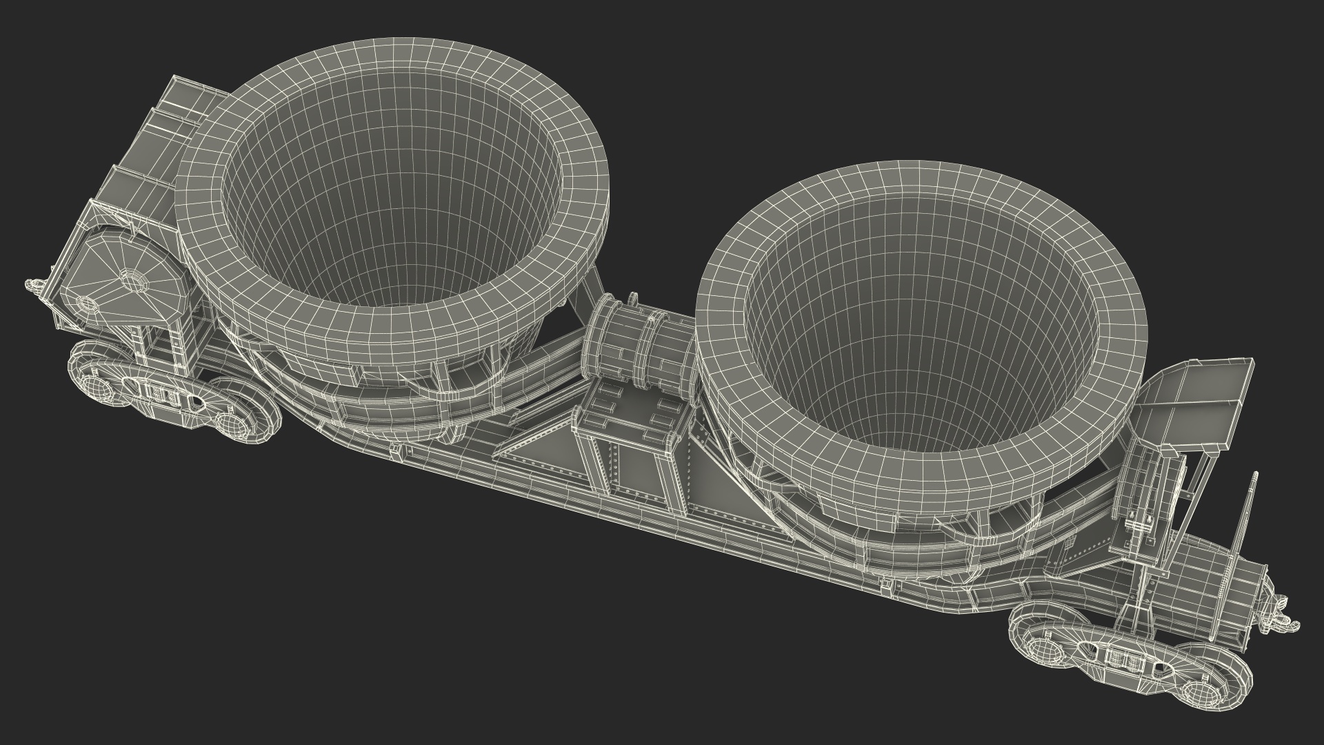 3D model Old Rusted Double Pot Slag Car