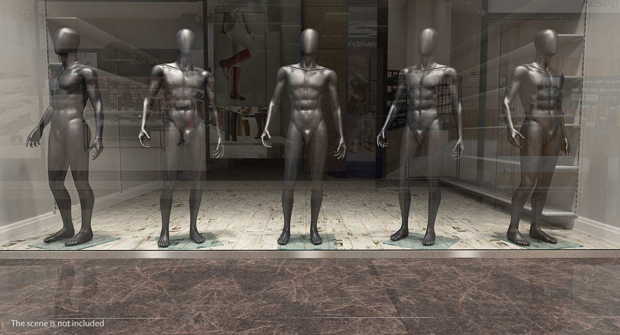 3D Male Dark Grey Mannequin Rigged