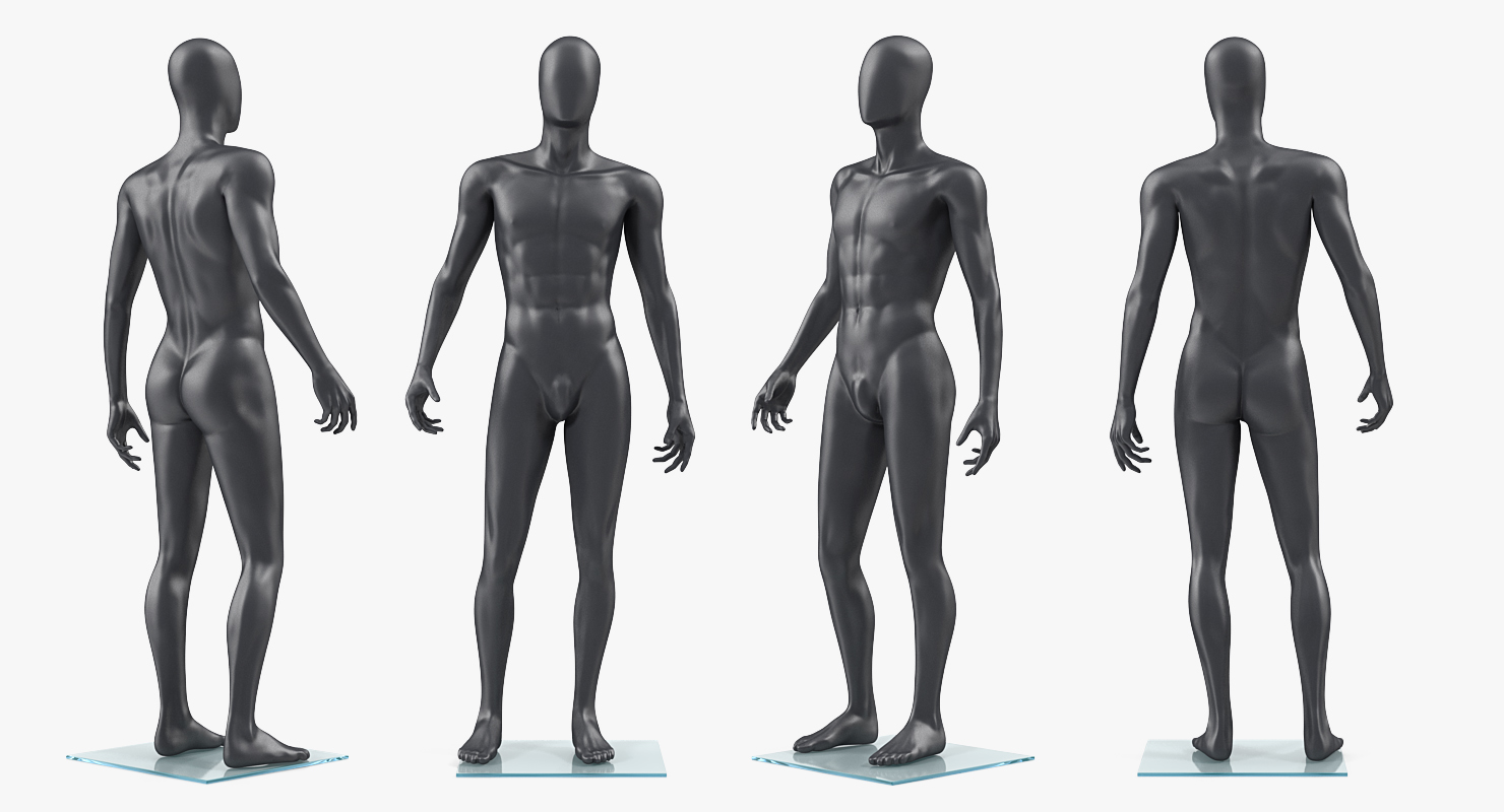 3D Male Dark Grey Mannequin Rigged