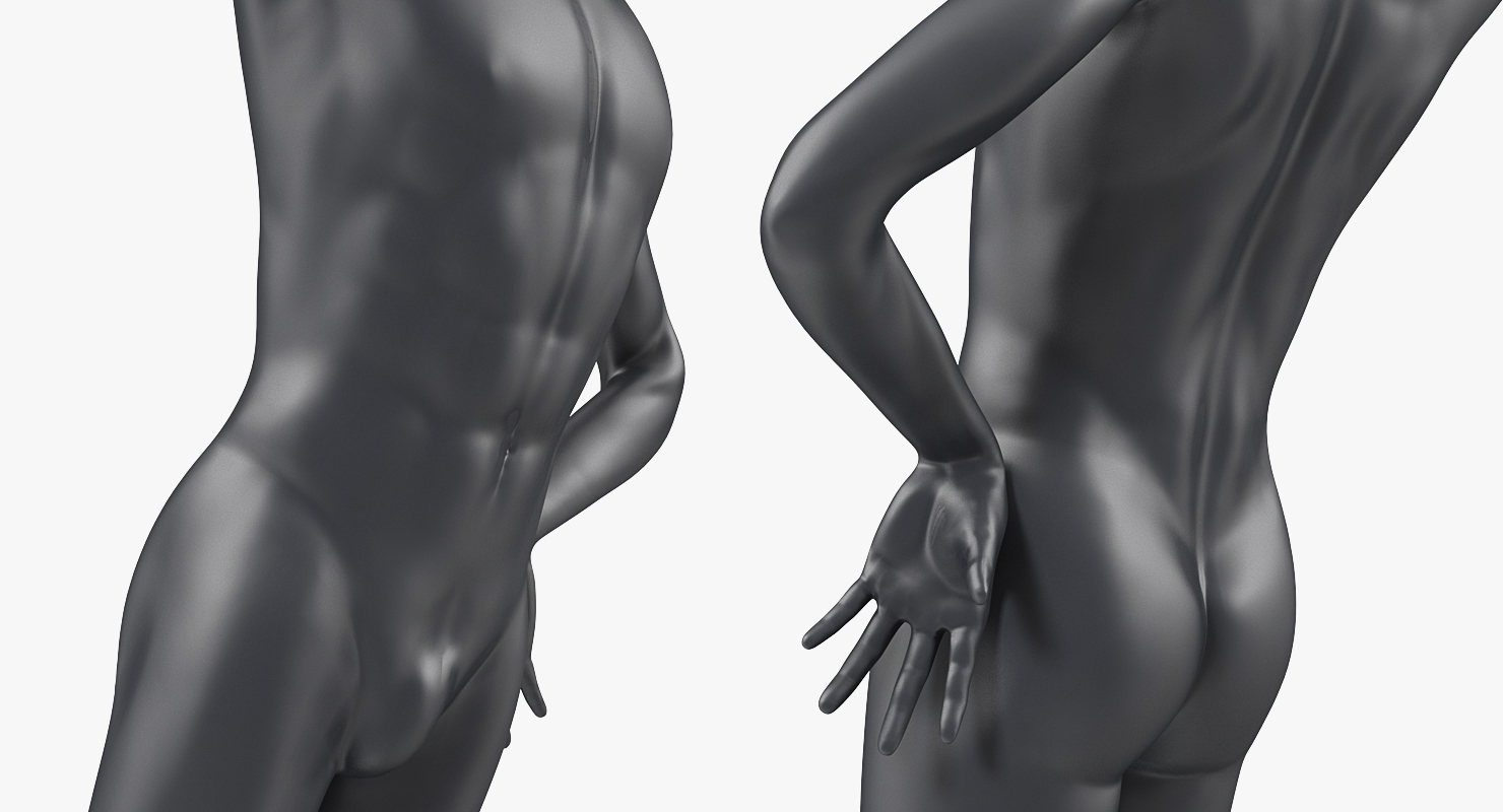 3D Male Dark Grey Mannequin Rigged