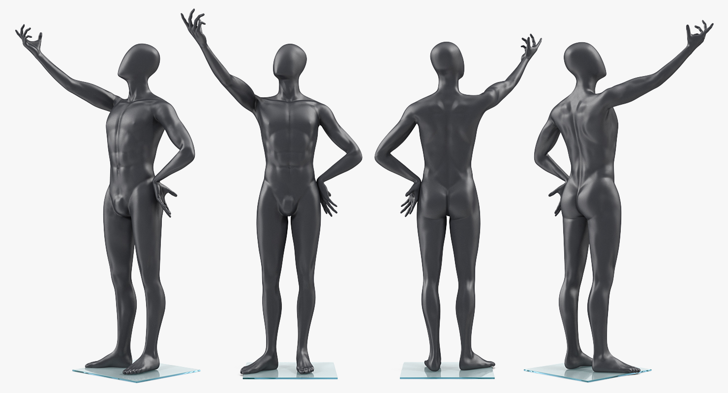 3D Male Dark Grey Mannequin Rigged