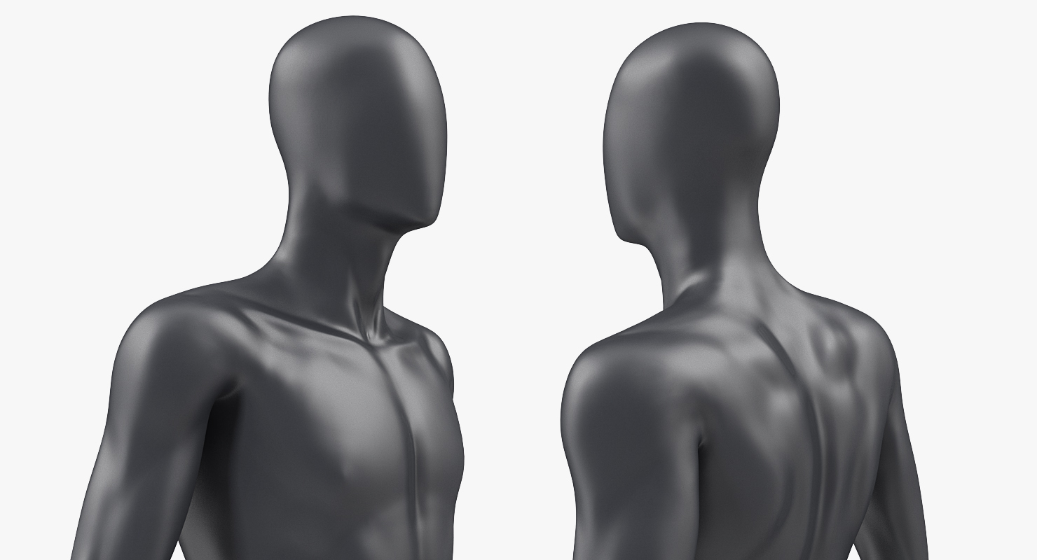 3D Male Dark Grey Mannequin Rigged