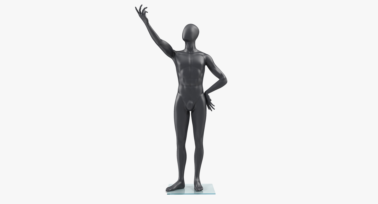 3D Male Dark Grey Mannequin Rigged