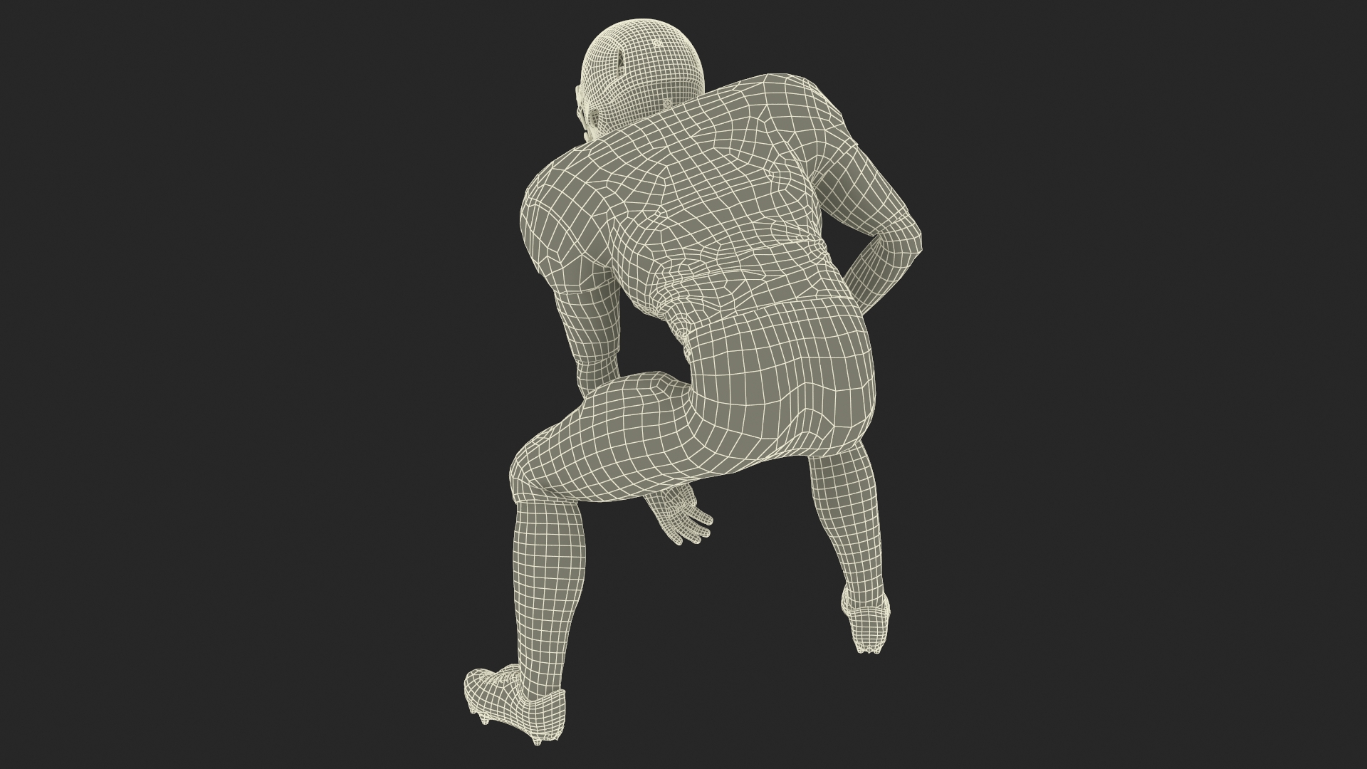 3D Black Man American Football Player Crouching Black Uniform model