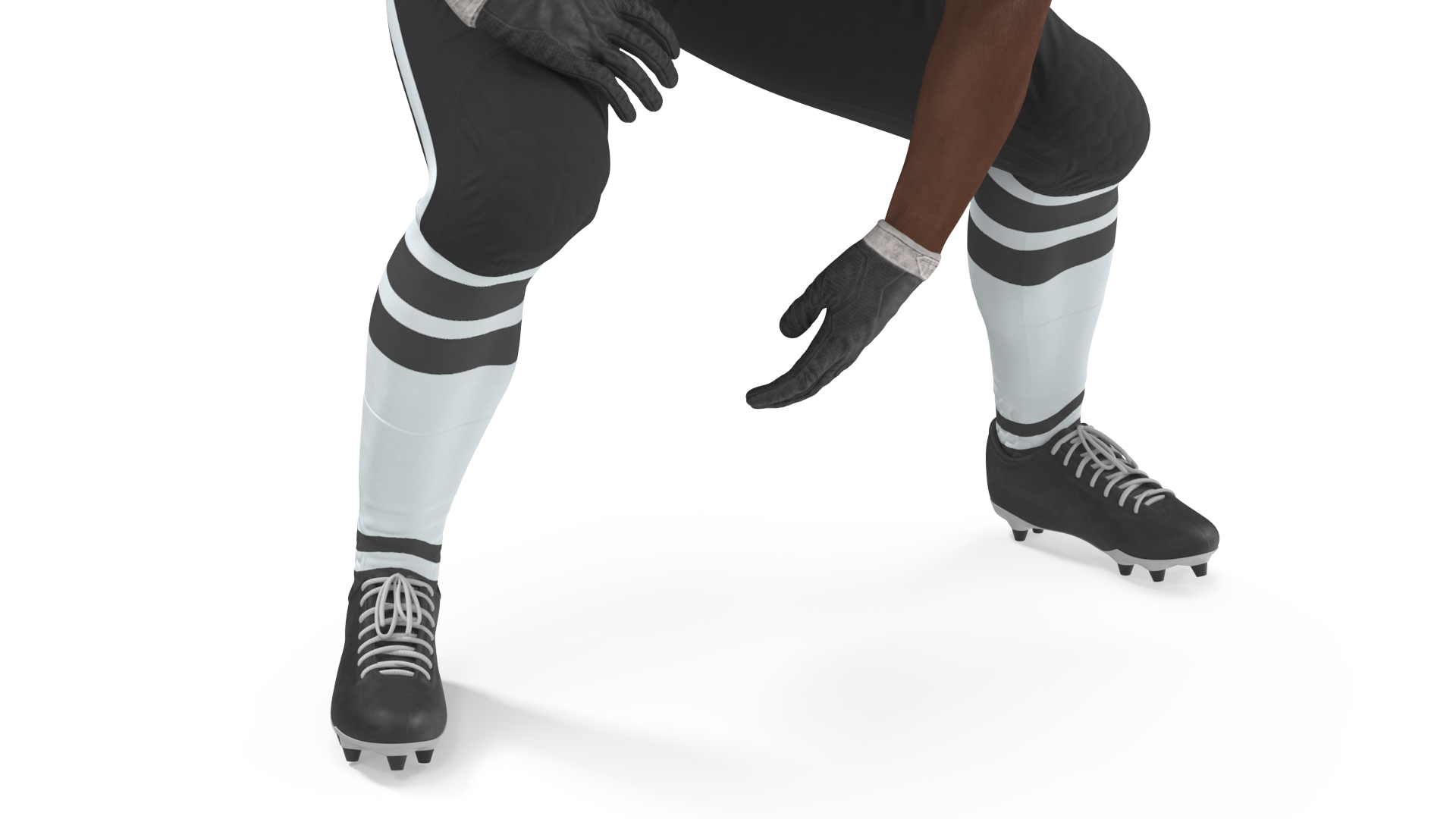 3D Black Man American Football Player Crouching Black Uniform model
