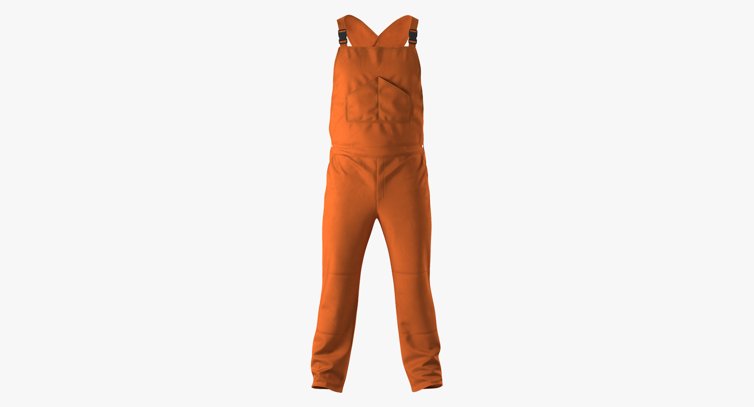 3D model Factory Worker Orange Overalls