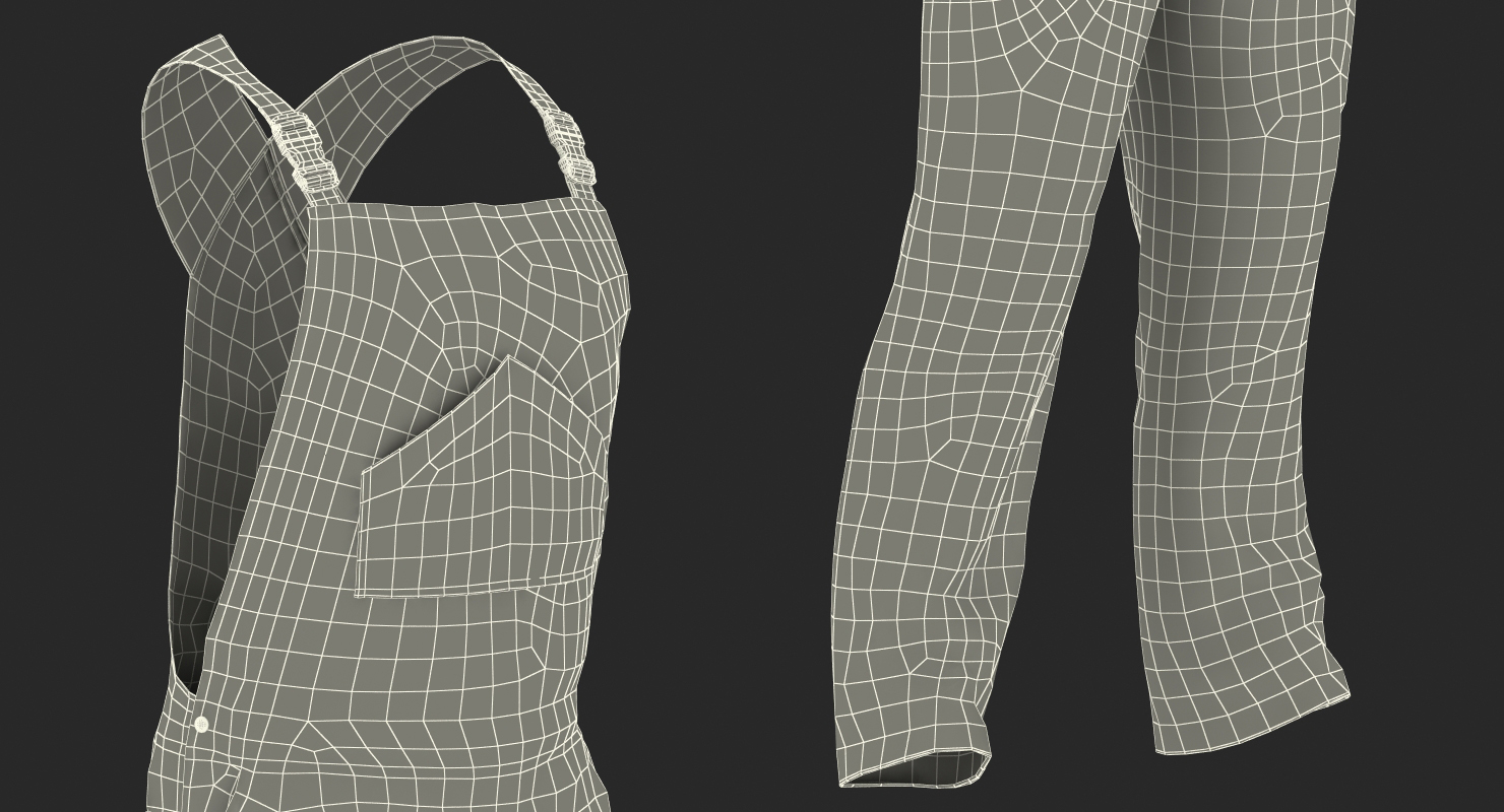 3D model Factory Worker Orange Overalls
