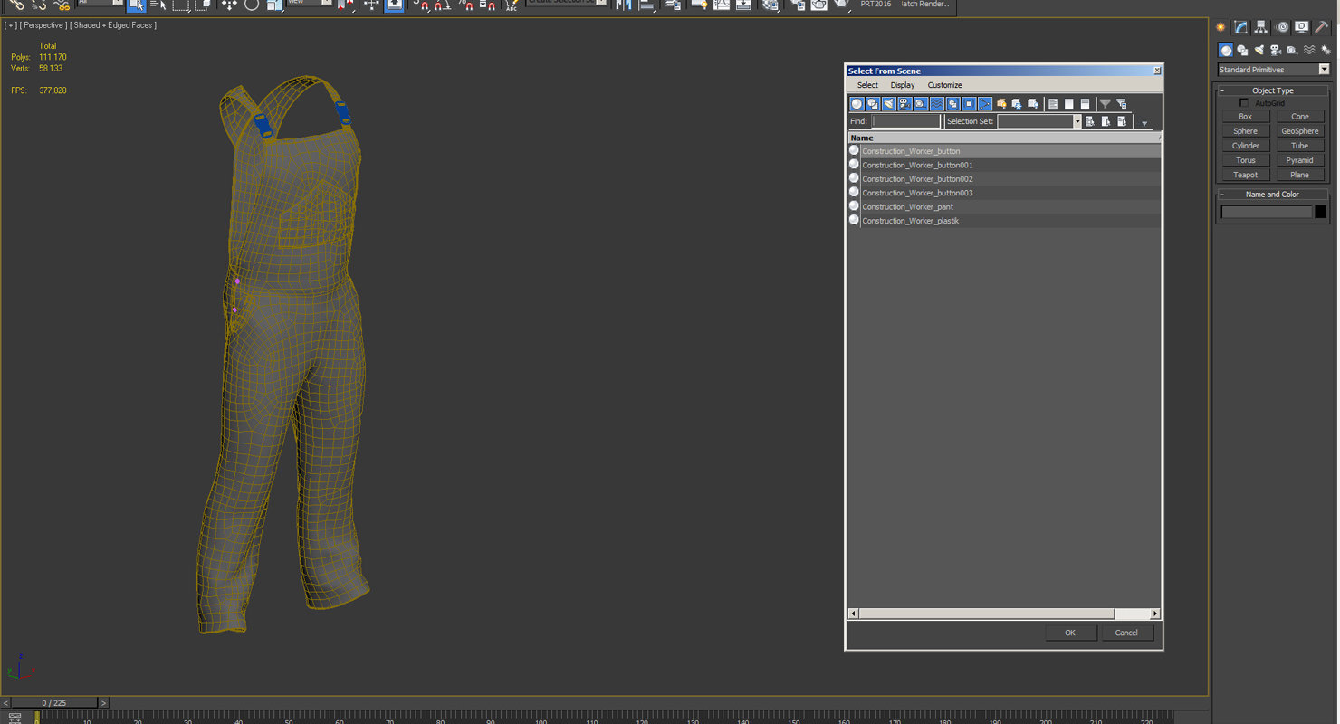 3D model Factory Worker Orange Overalls