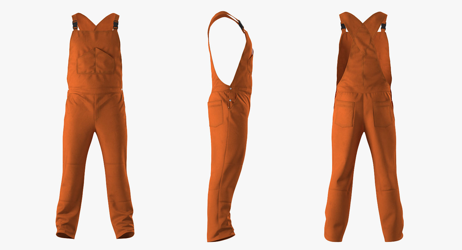 3D model Factory Worker Orange Overalls