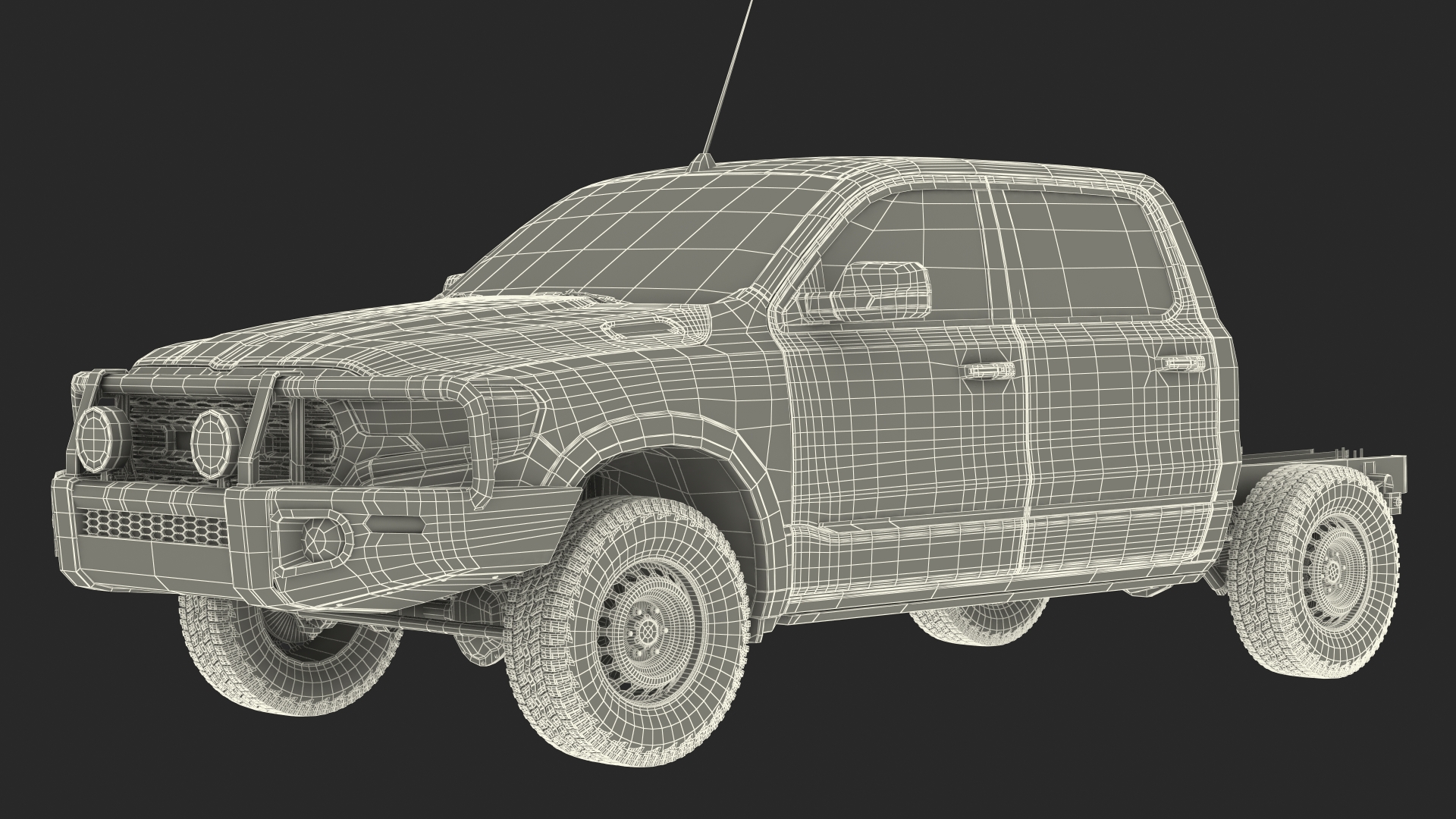 3D Crew Cab 4x4 Truck No Bed Simple Interior