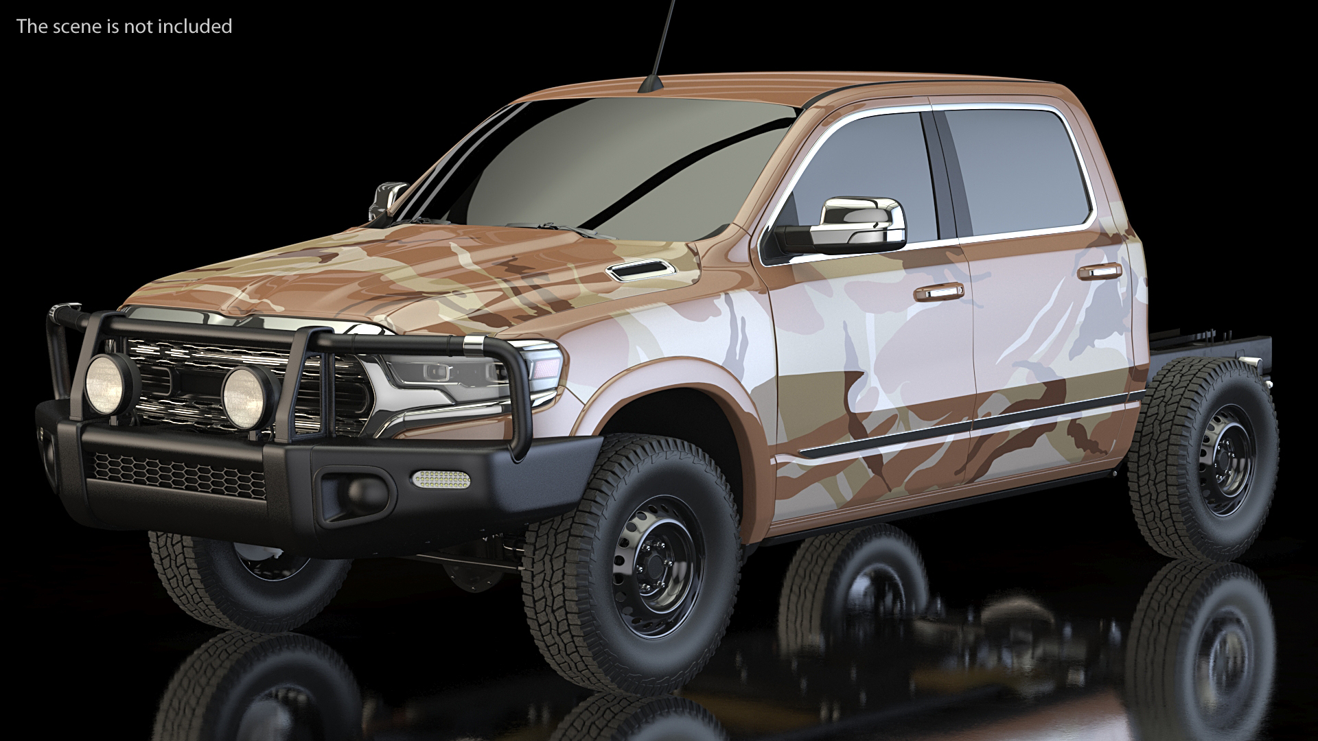 3D Crew Cab 4x4 Truck No Bed Simple Interior