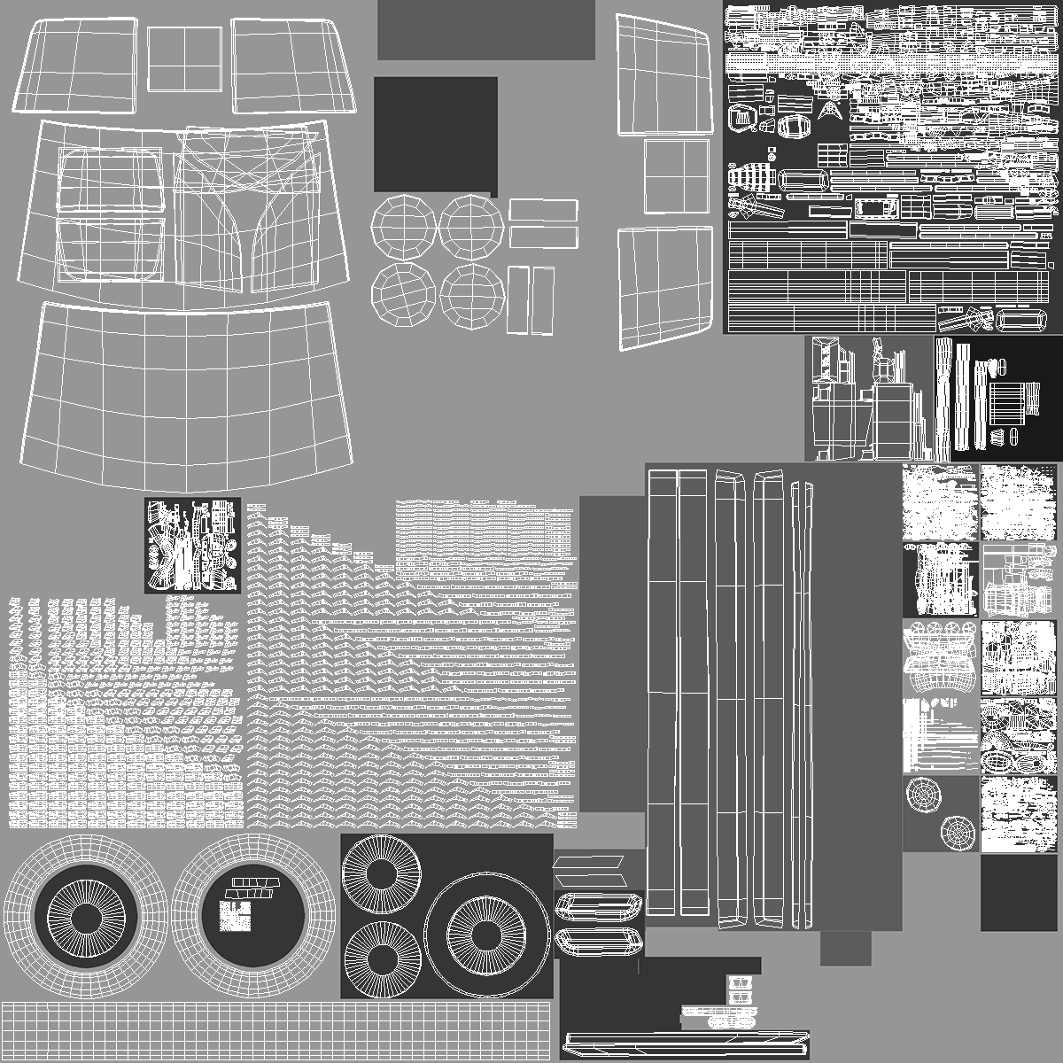 3D Crew Cab 4x4 Truck No Bed Simple Interior