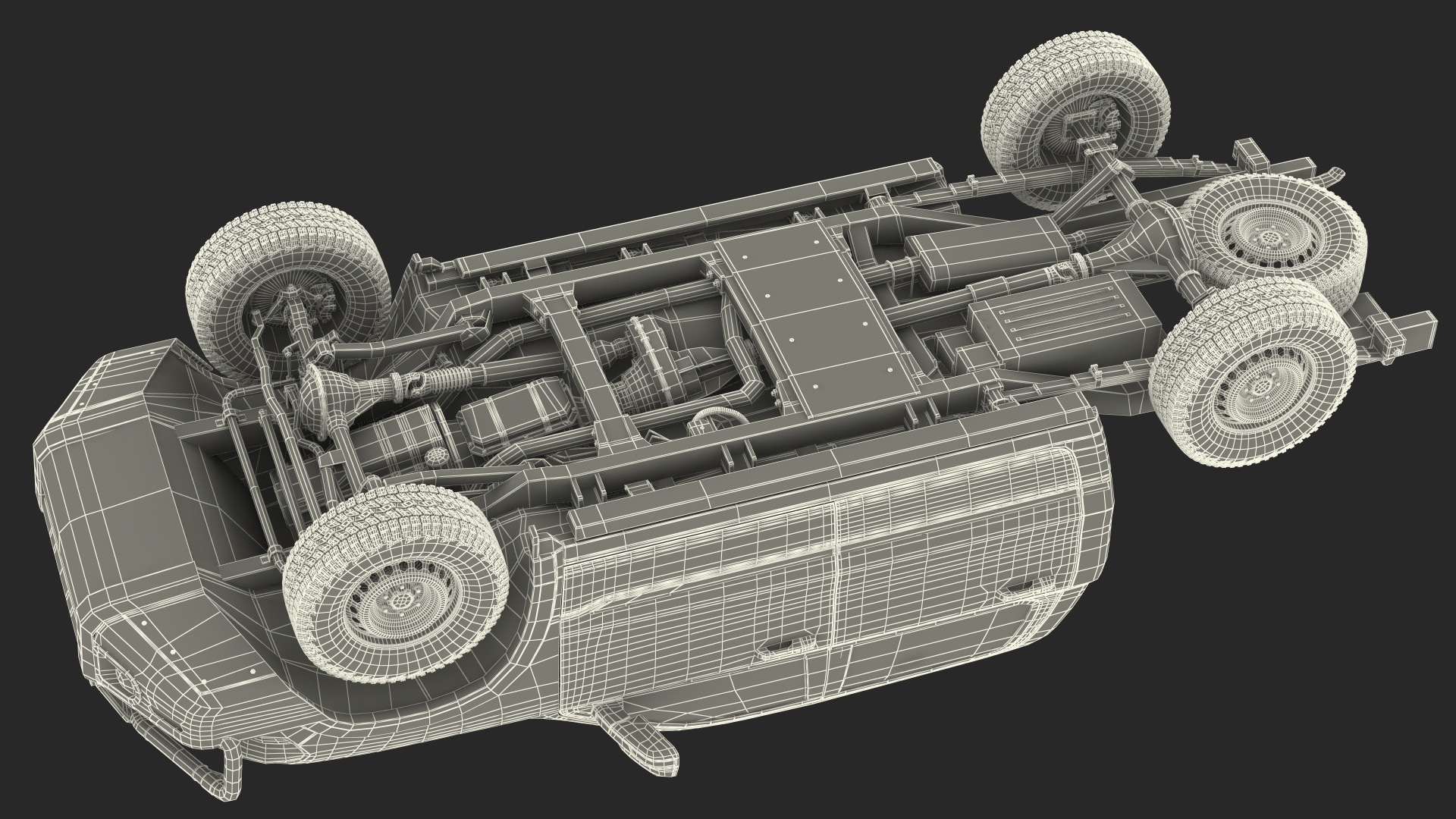 3D Crew Cab 4x4 Truck No Bed Simple Interior