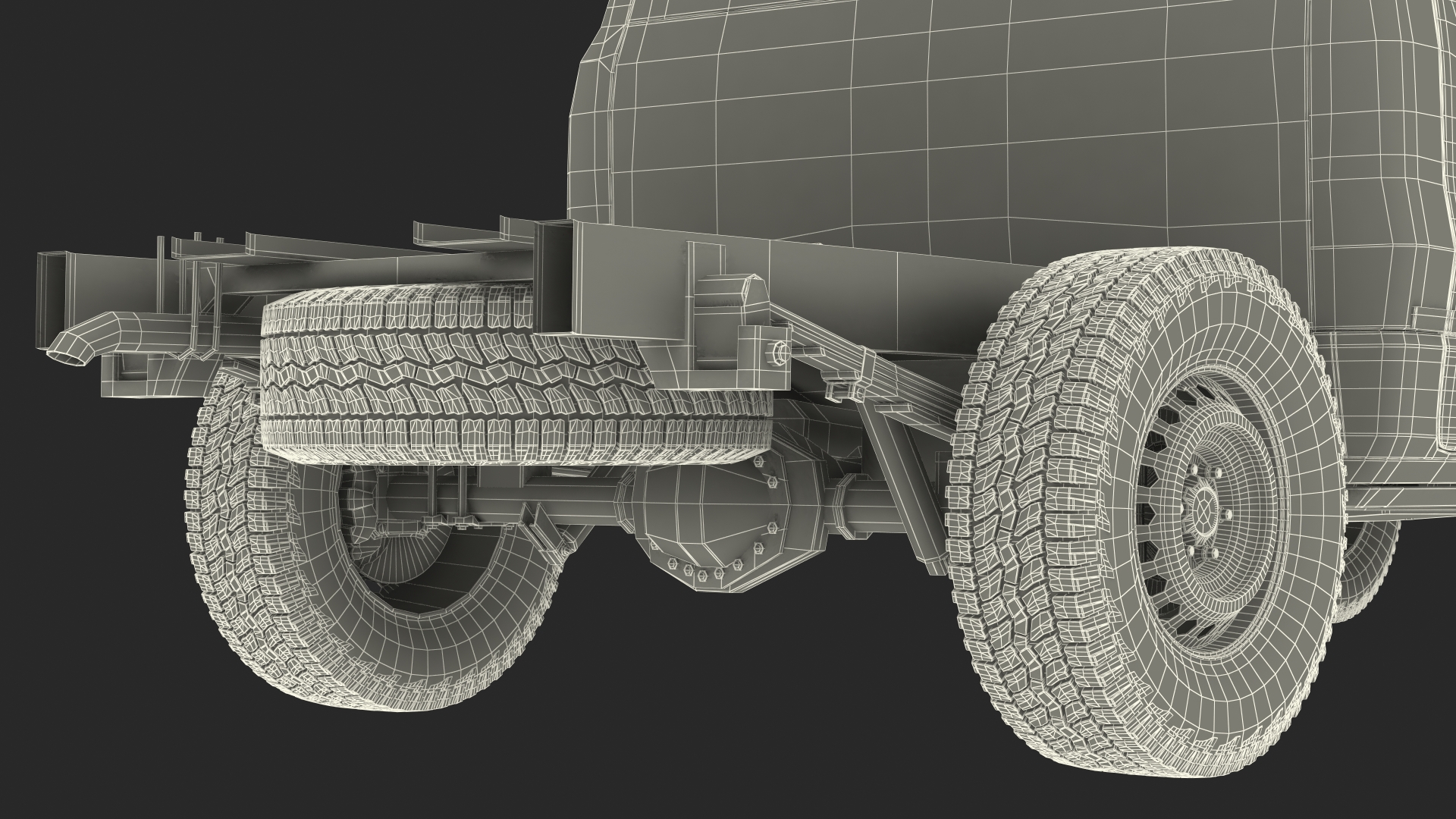 3D Crew Cab 4x4 Truck No Bed Simple Interior