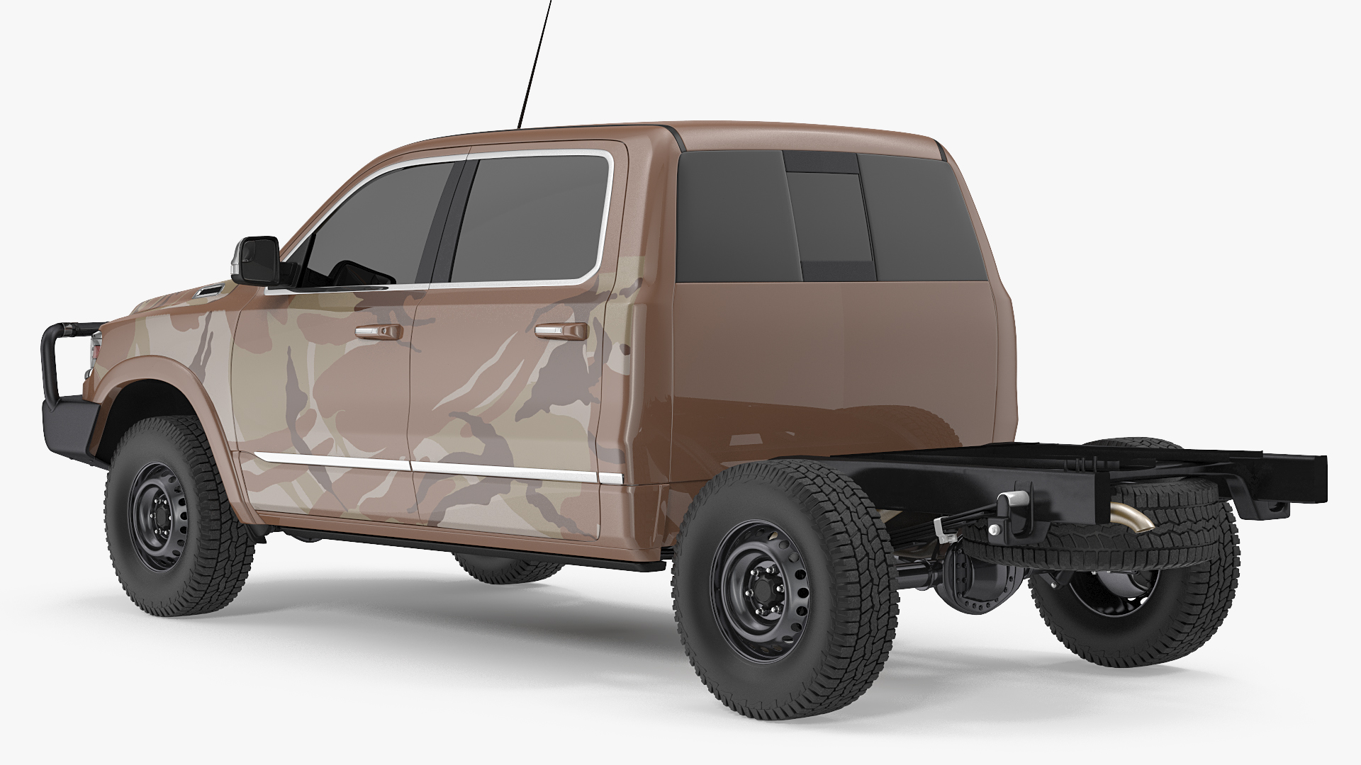 3D Crew Cab 4x4 Truck No Bed Simple Interior