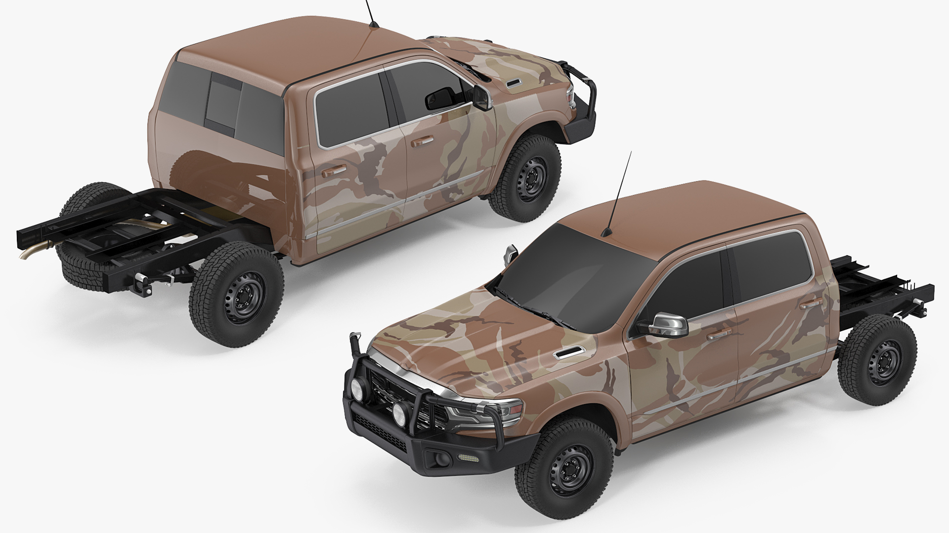 3D Crew Cab 4x4 Truck No Bed Simple Interior