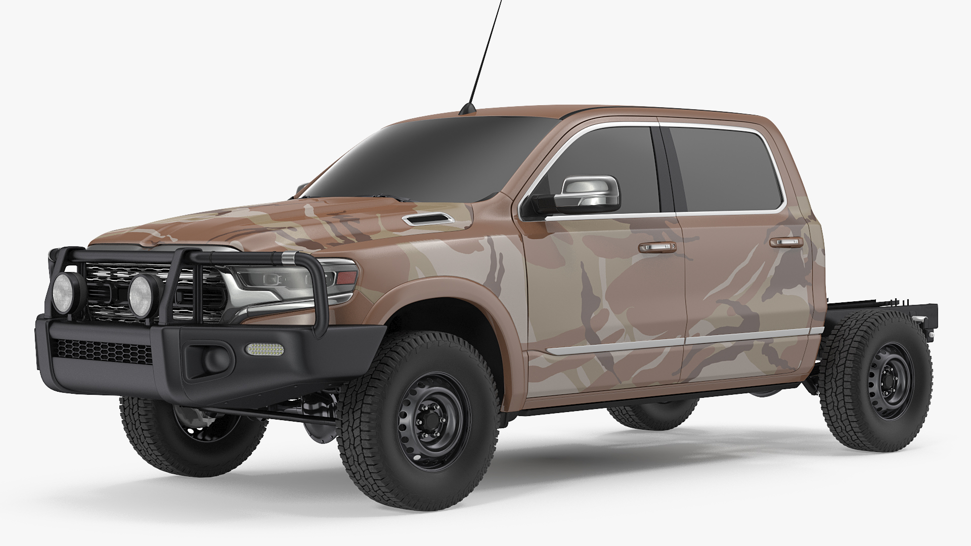 3D Crew Cab 4x4 Truck No Bed Simple Interior