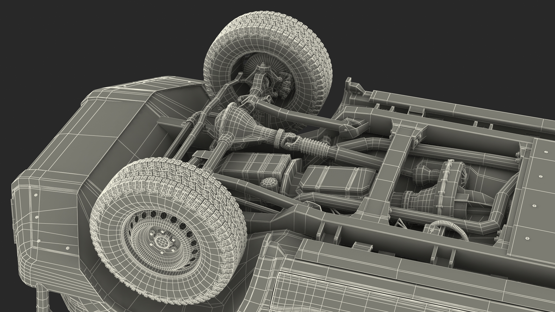 3D Crew Cab 4x4 Truck No Bed Simple Interior