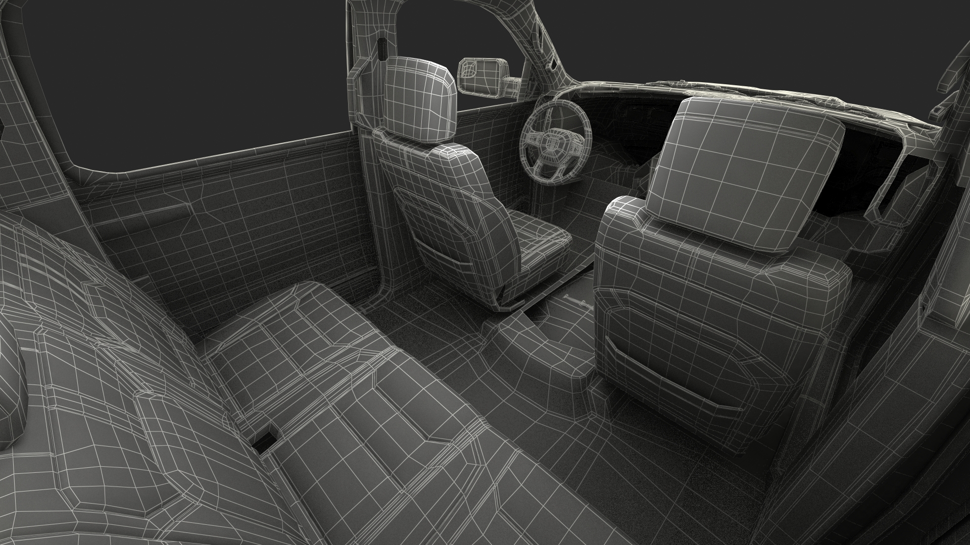 3D Crew Cab 4x4 Truck No Bed Simple Interior