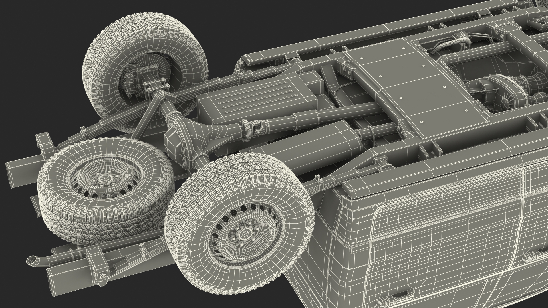 3D Crew Cab 4x4 Truck No Bed Simple Interior
